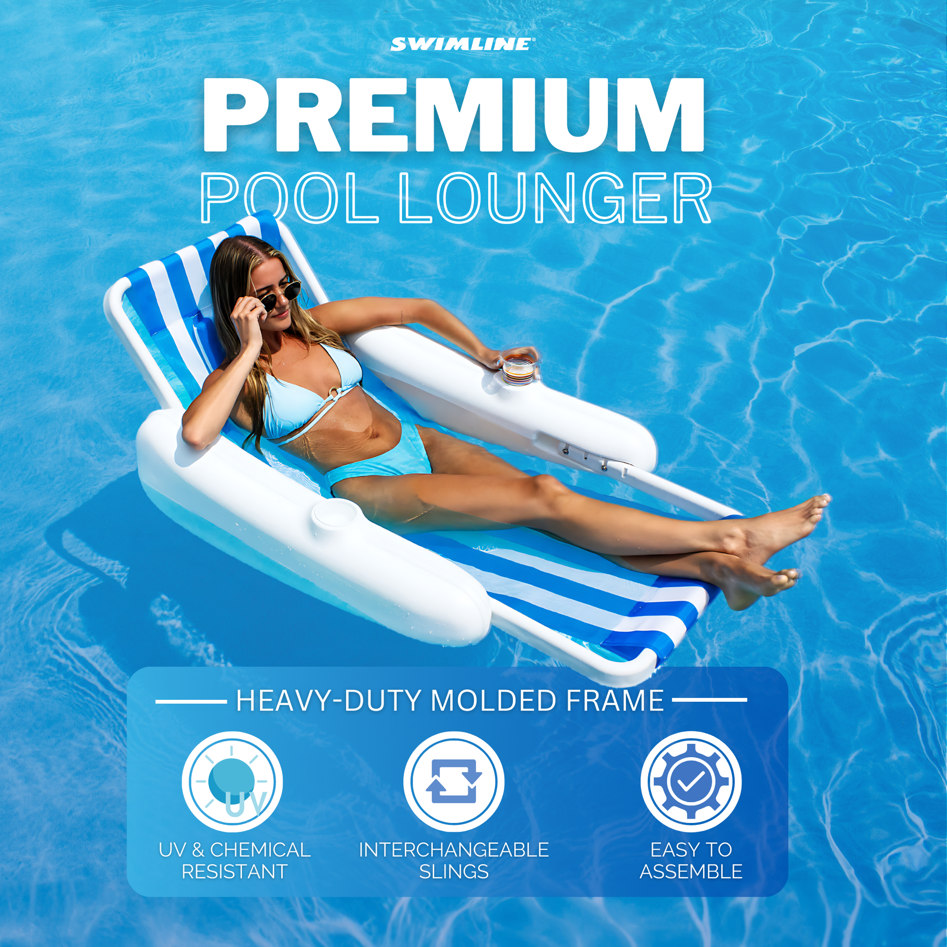 SunChaser Pool Lounger - Side View Pontoon Frame