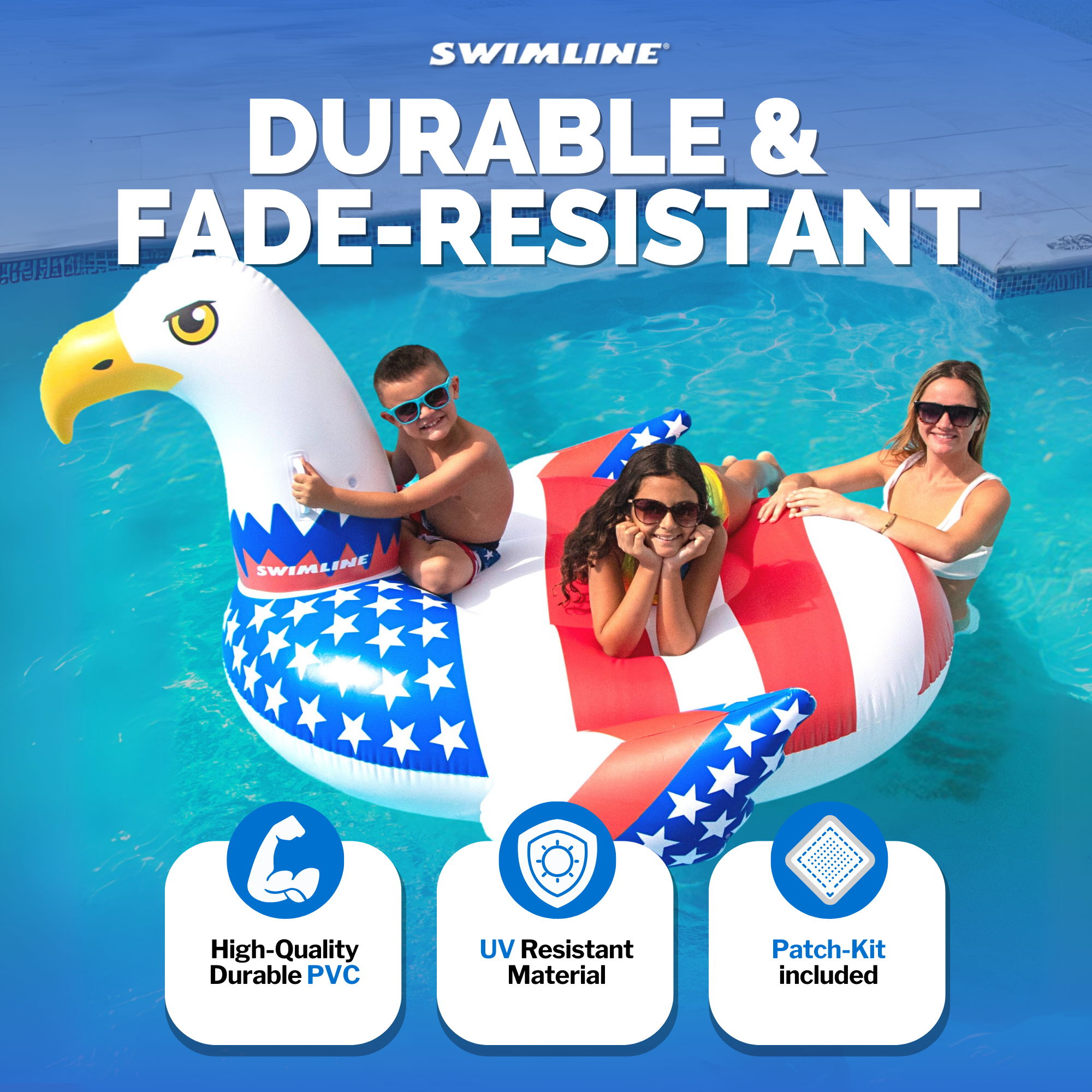 Patriotic Americana Eagle Float | 78" x 61" | Oversized Lounger