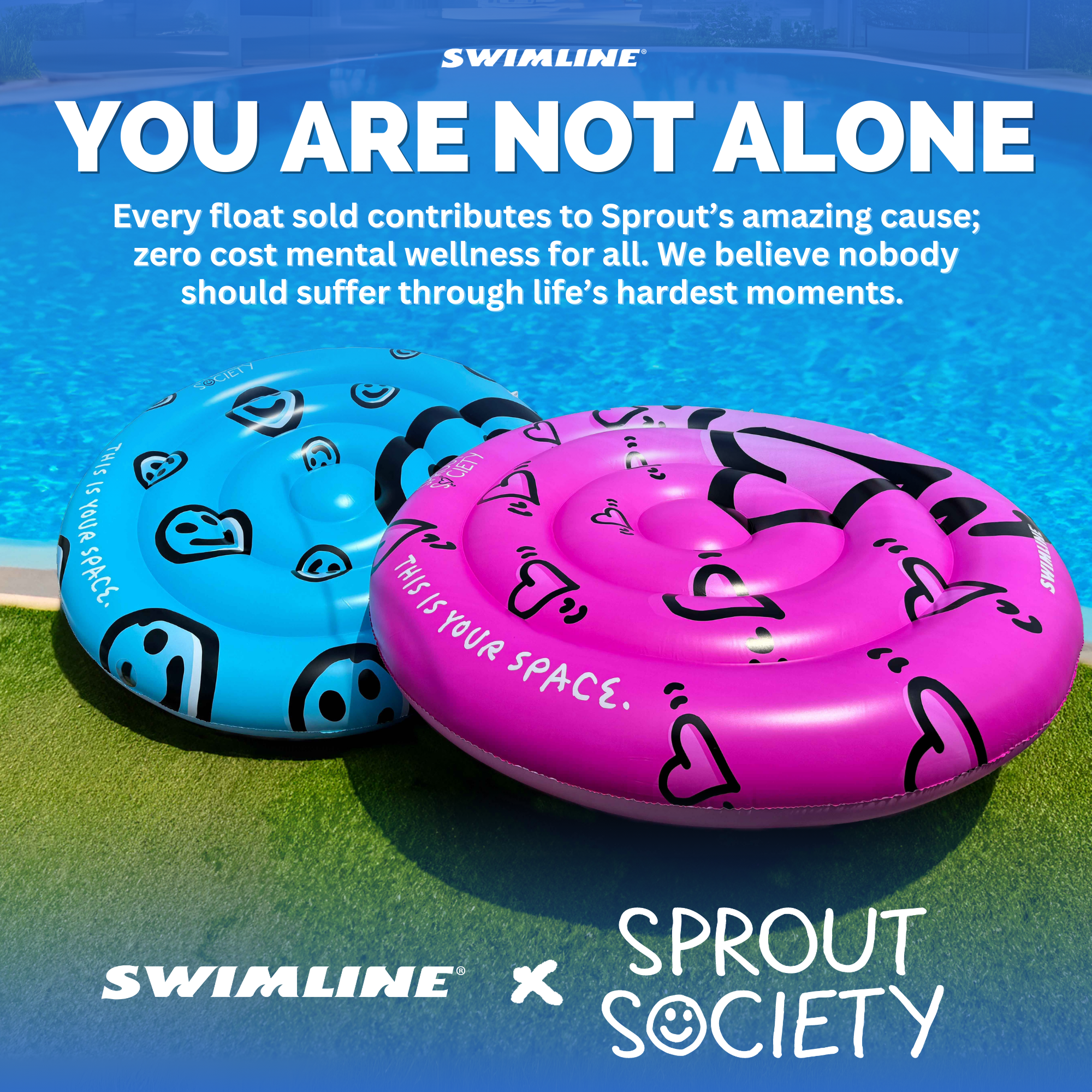 Sprout Society Heart Island Pool Float | Blue & Pink