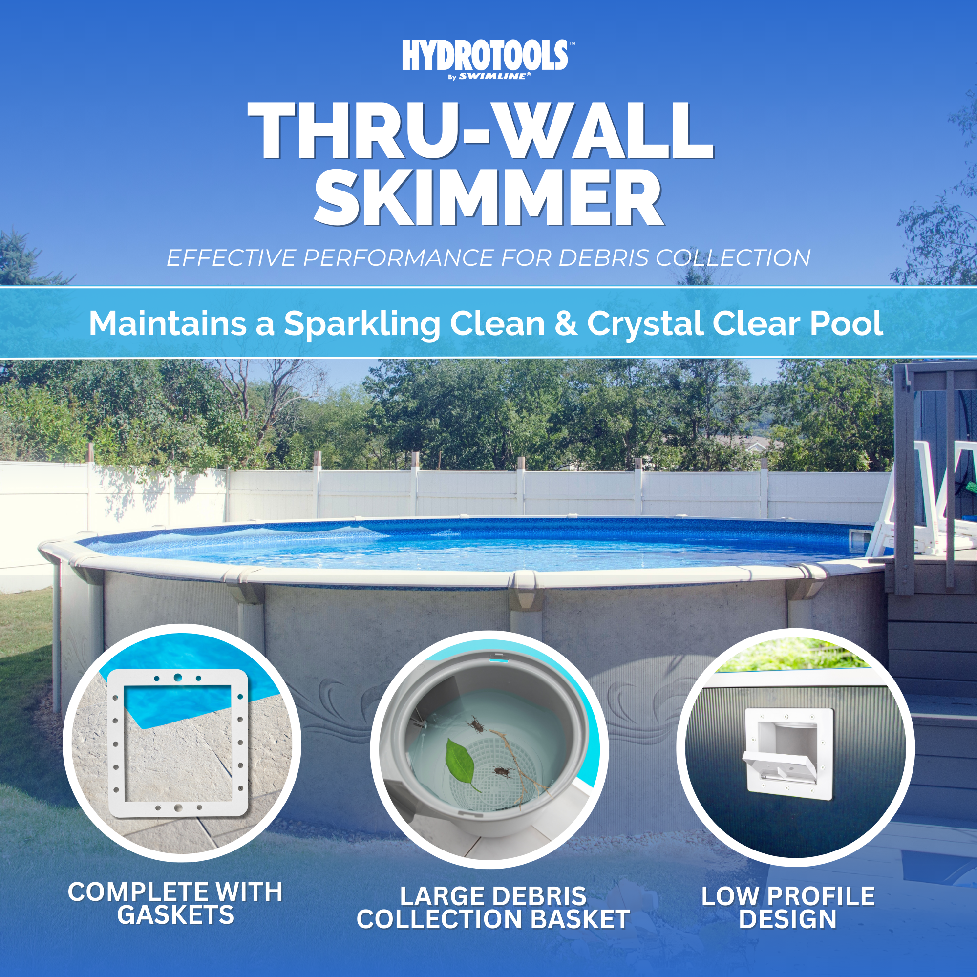 Standard Thru-Wall Pool Skimmers | White & Grey