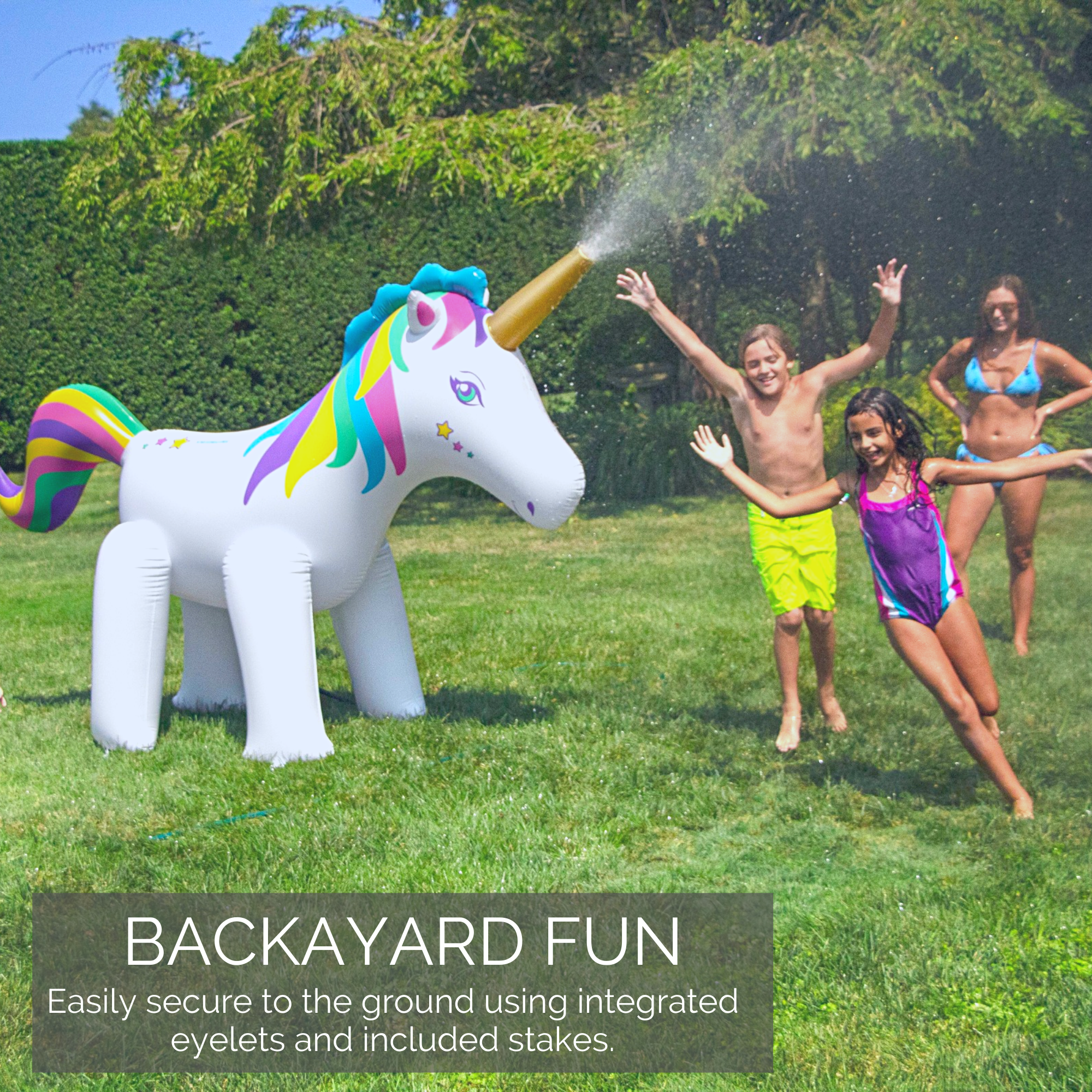 Humongous Backyard Unicorn Sprinkler | Outdoor Fun | Anchor Set Included
