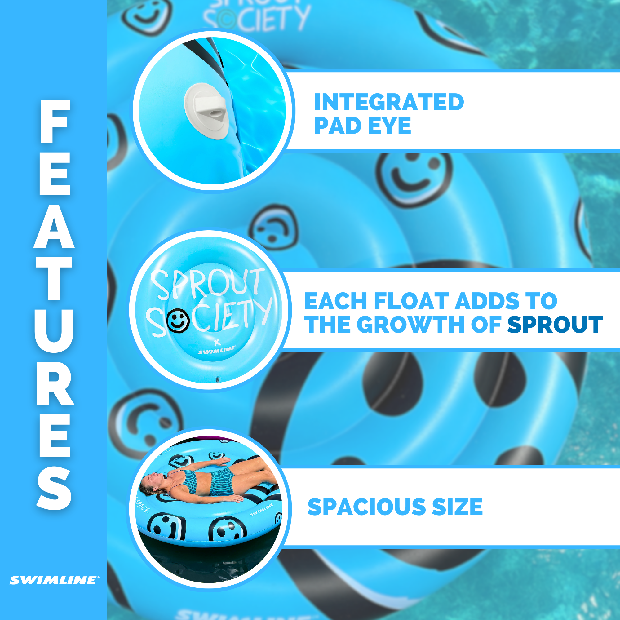 Sprout Society Heart Island Pool Float | Blue & Pink