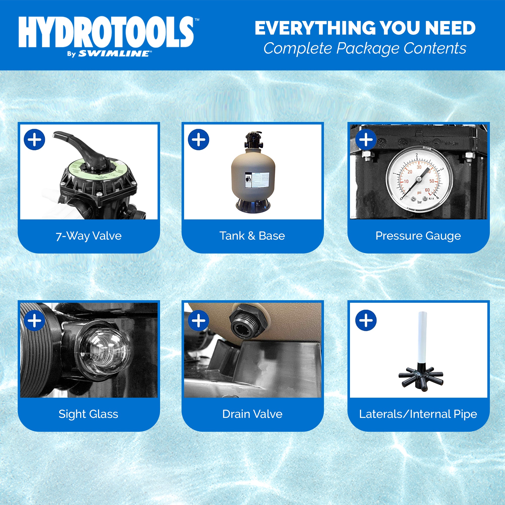 Sand Filter Tanks with Base & Valve | 16–22 Inch