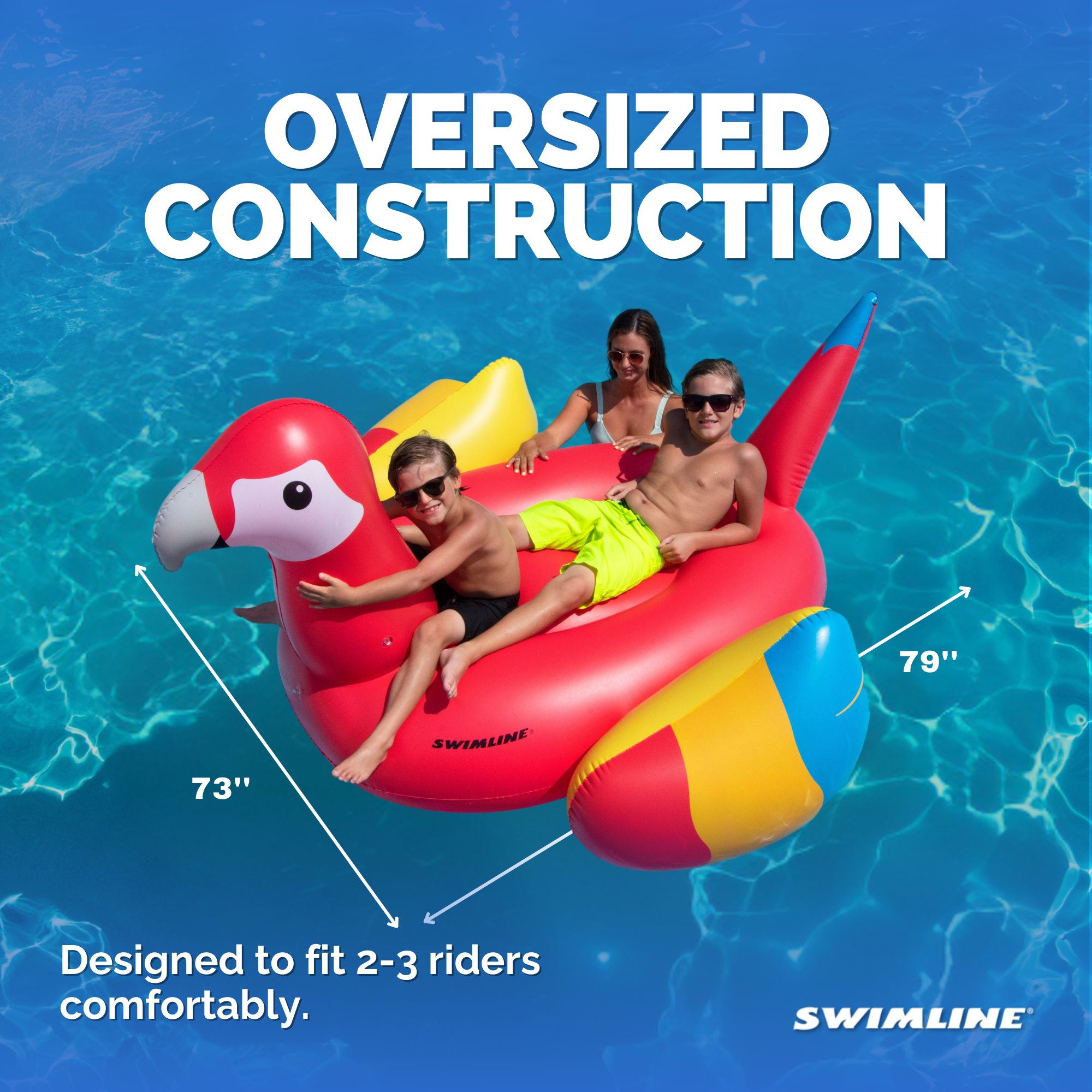 Giant Parrot Pool Float | Ride-On | 1-3 Riders | Stable Design