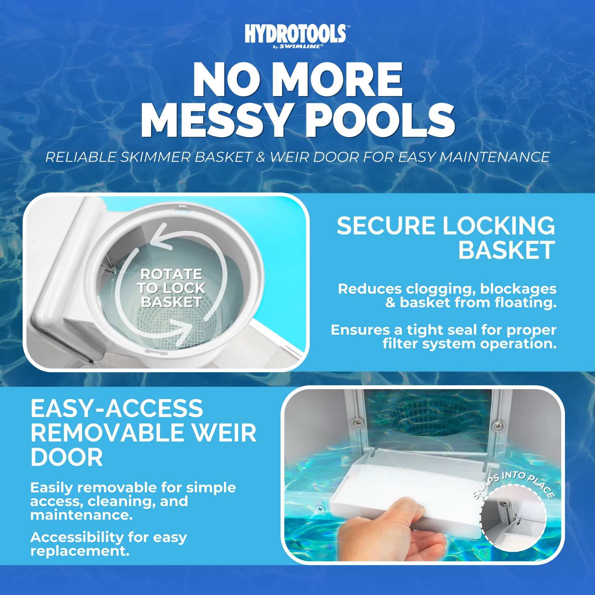 Hydrotools Standard Thru-Wall Pool Skimmer - Vacuum Plate