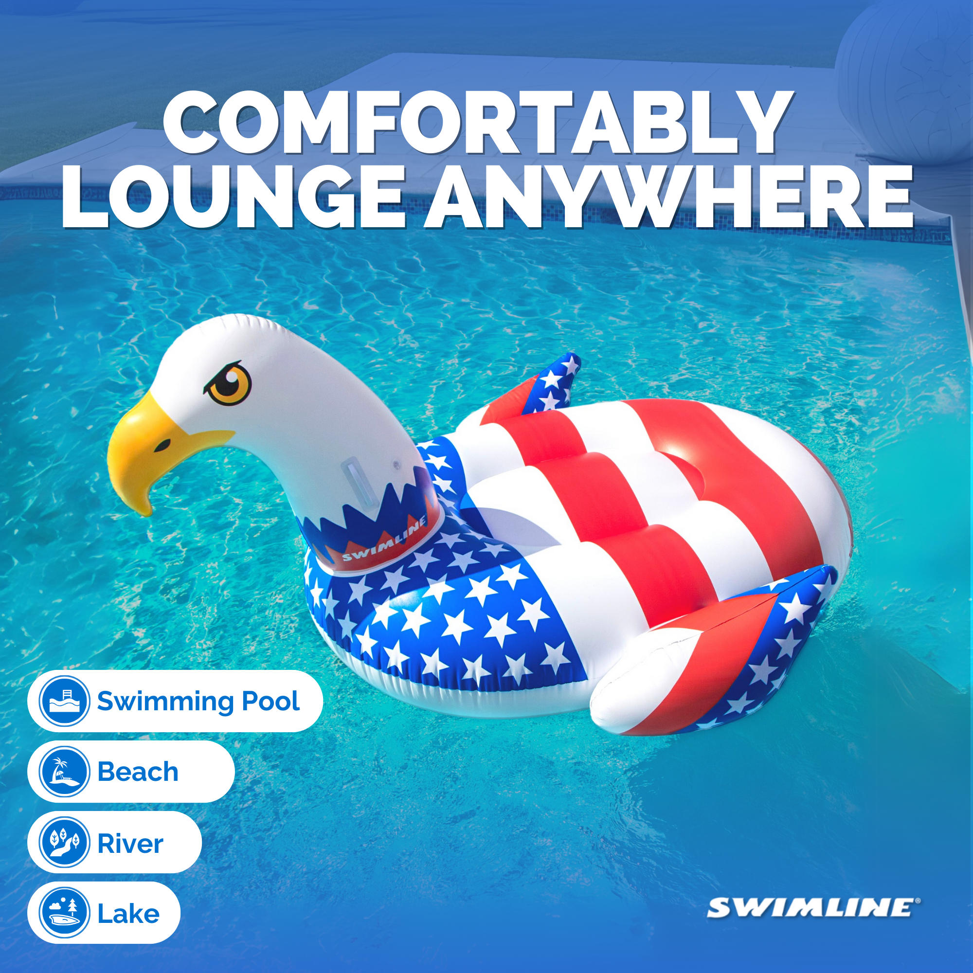 Patriotic Americana Eagle Float | 78" x 61" | Oversized Lounger