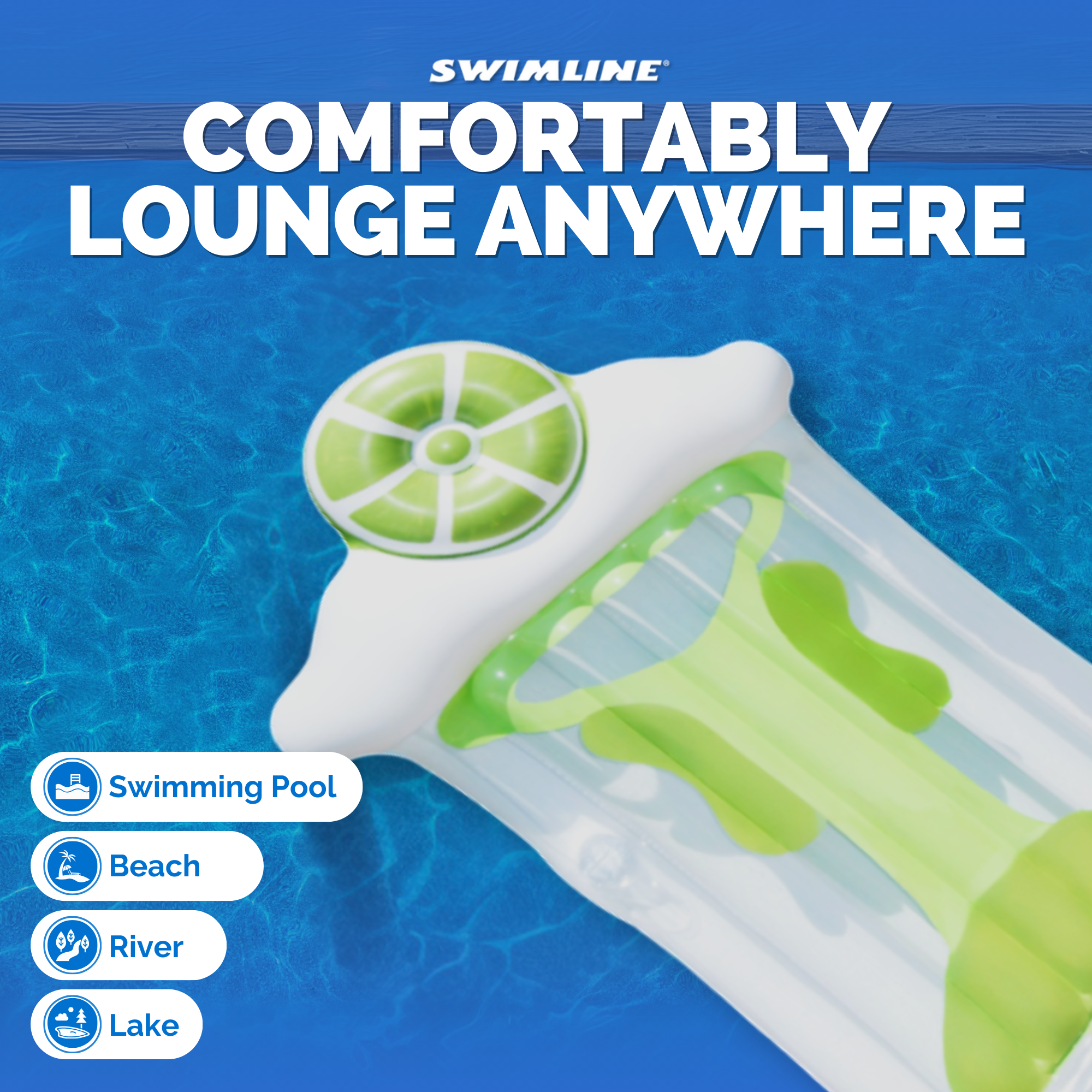 Margarita Mat Pool Float | 74" Lounger | Cupholder | Clear Top
