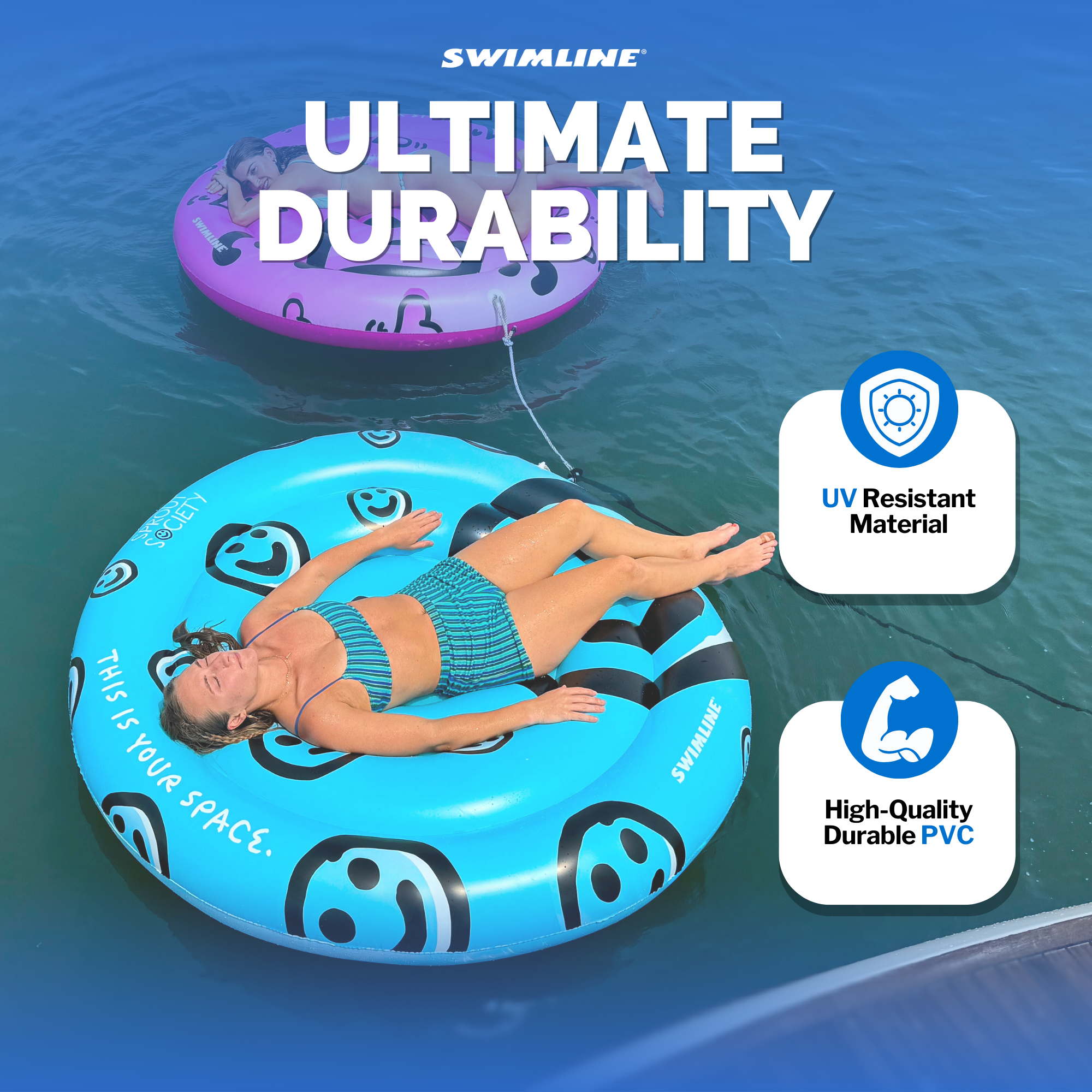 Sprout Society Heart Island Pool Float | Blue & Pink