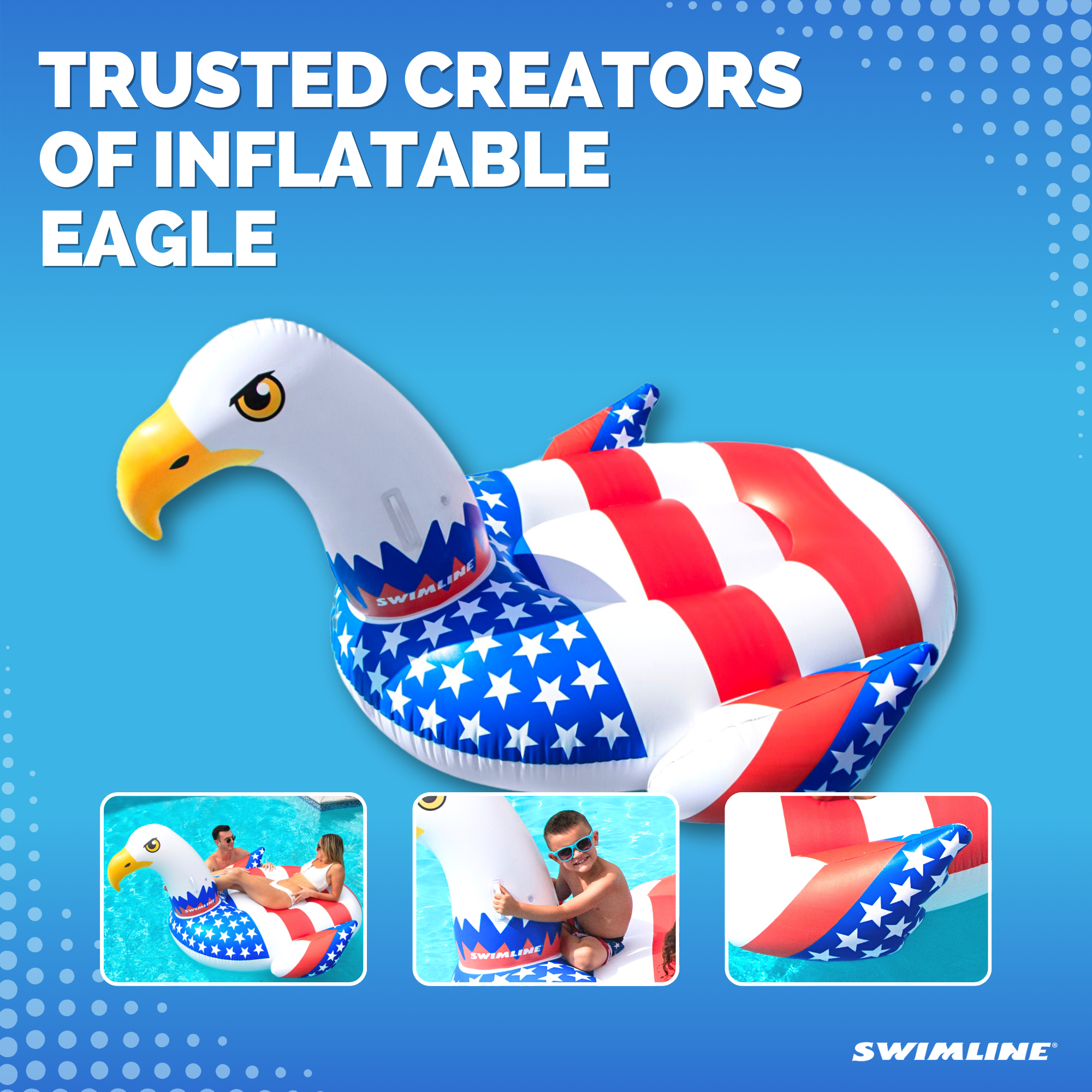 Patriotic Americana Eagle Float | 78" x 61" | Oversized Lounger