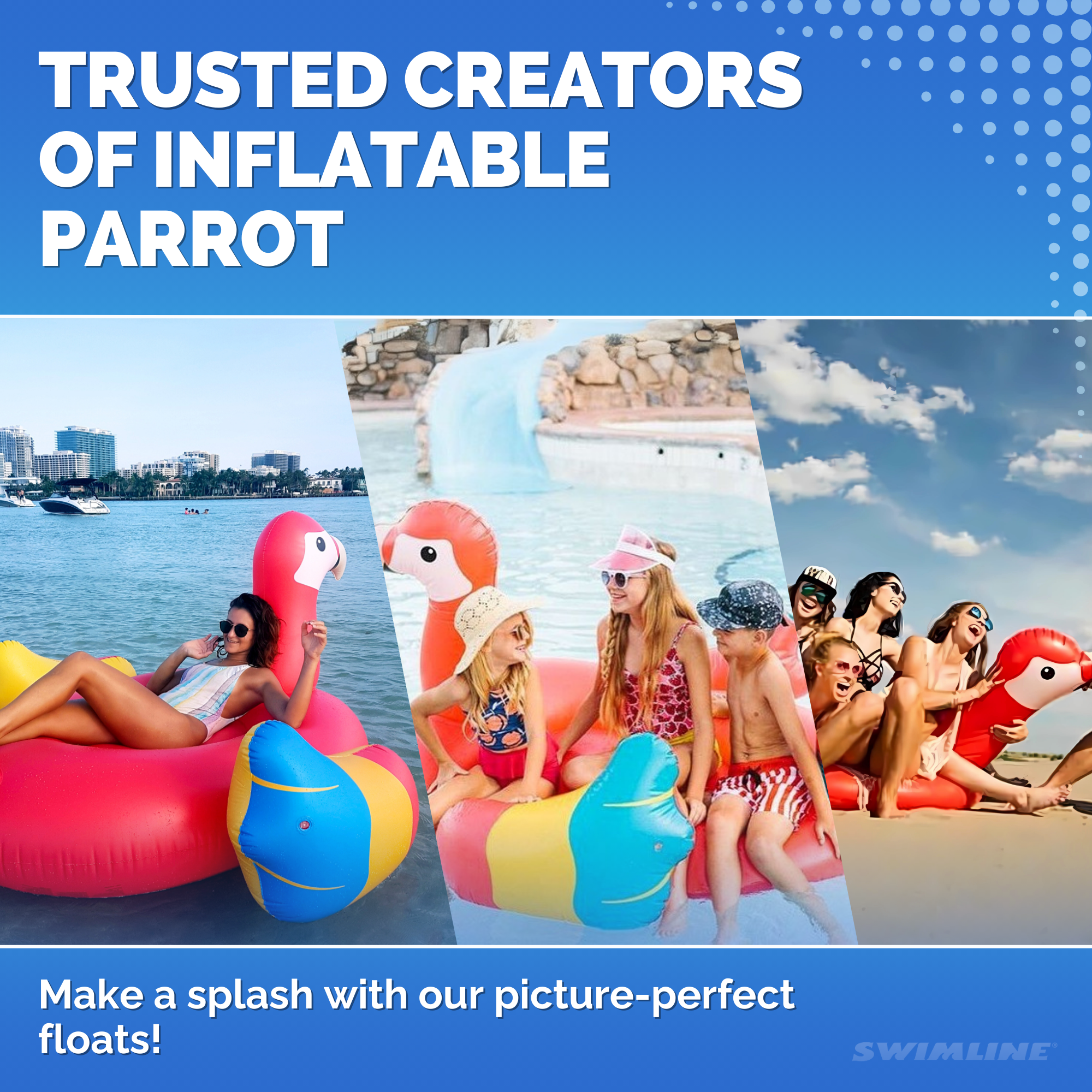 Giant Parrot Pool Float | Ride-On | 1-3 Riders | Stable Design
