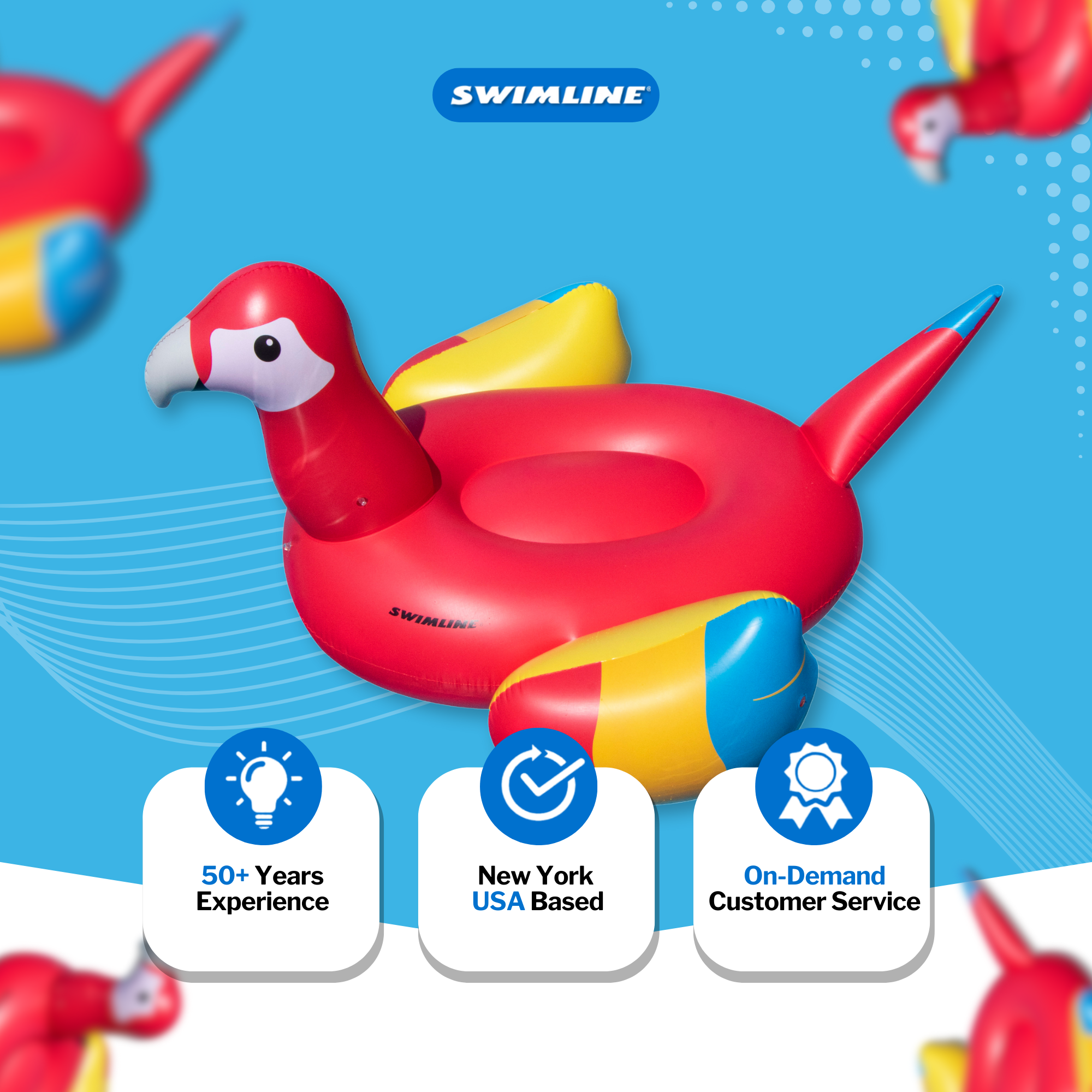 Giant Parrot Pool Float | Ride-On | 1-3 Riders | Stable Design