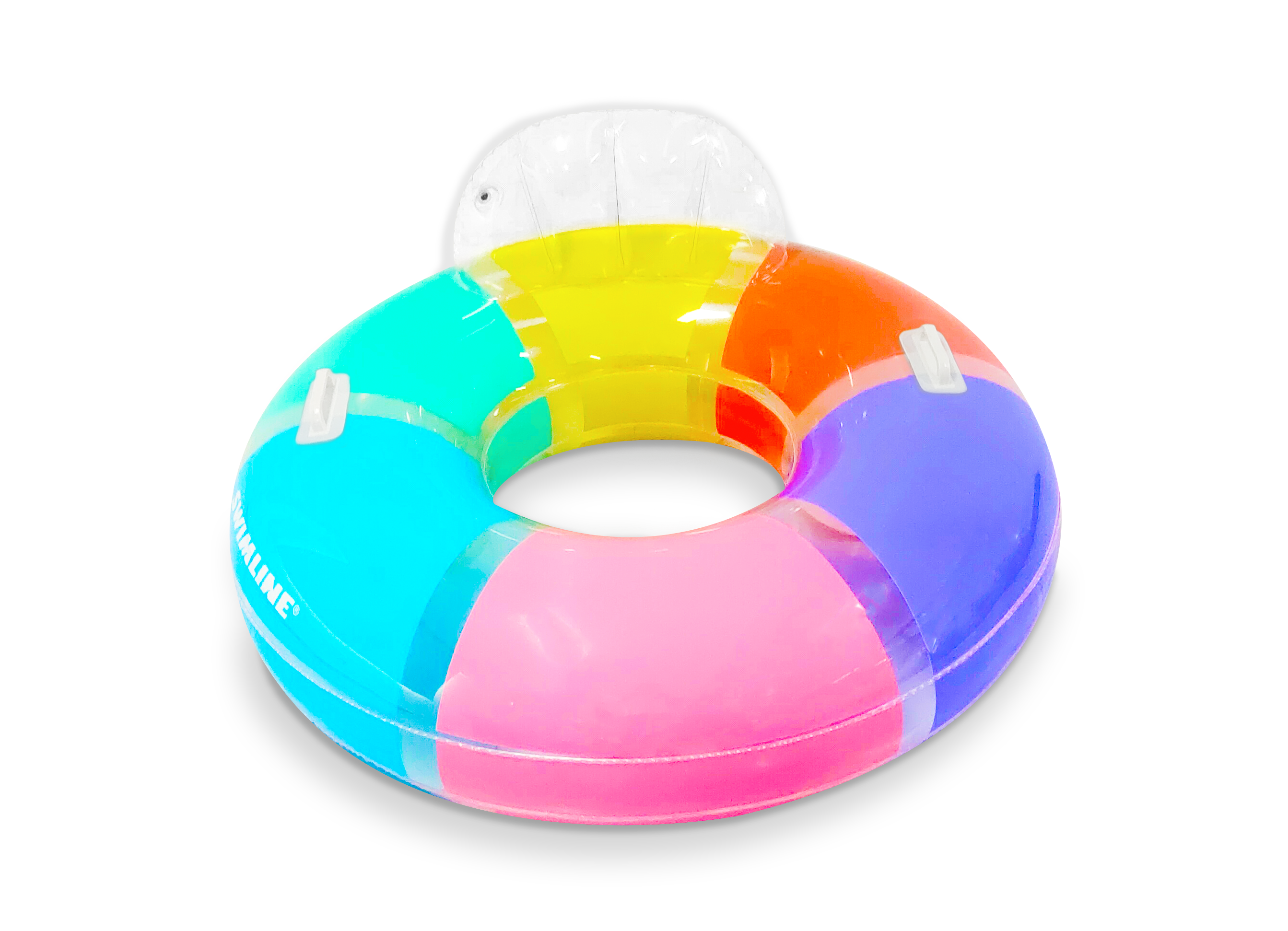 42 Inch Rainbow Pool Ring with Backrest & Handles | Inflatable Pool Chair