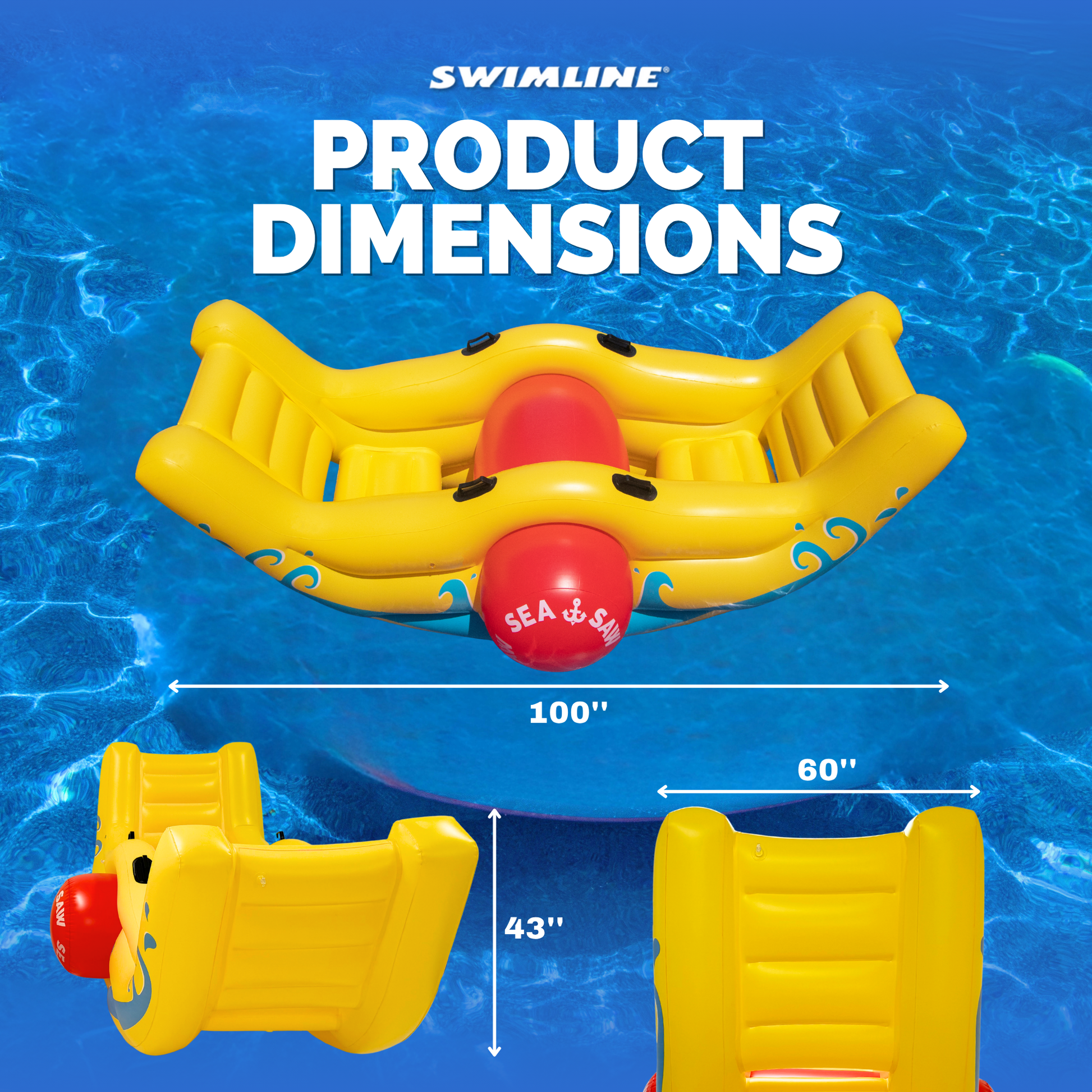 Swimline Sea-Saw Rocker pool float — lifestyle in pool