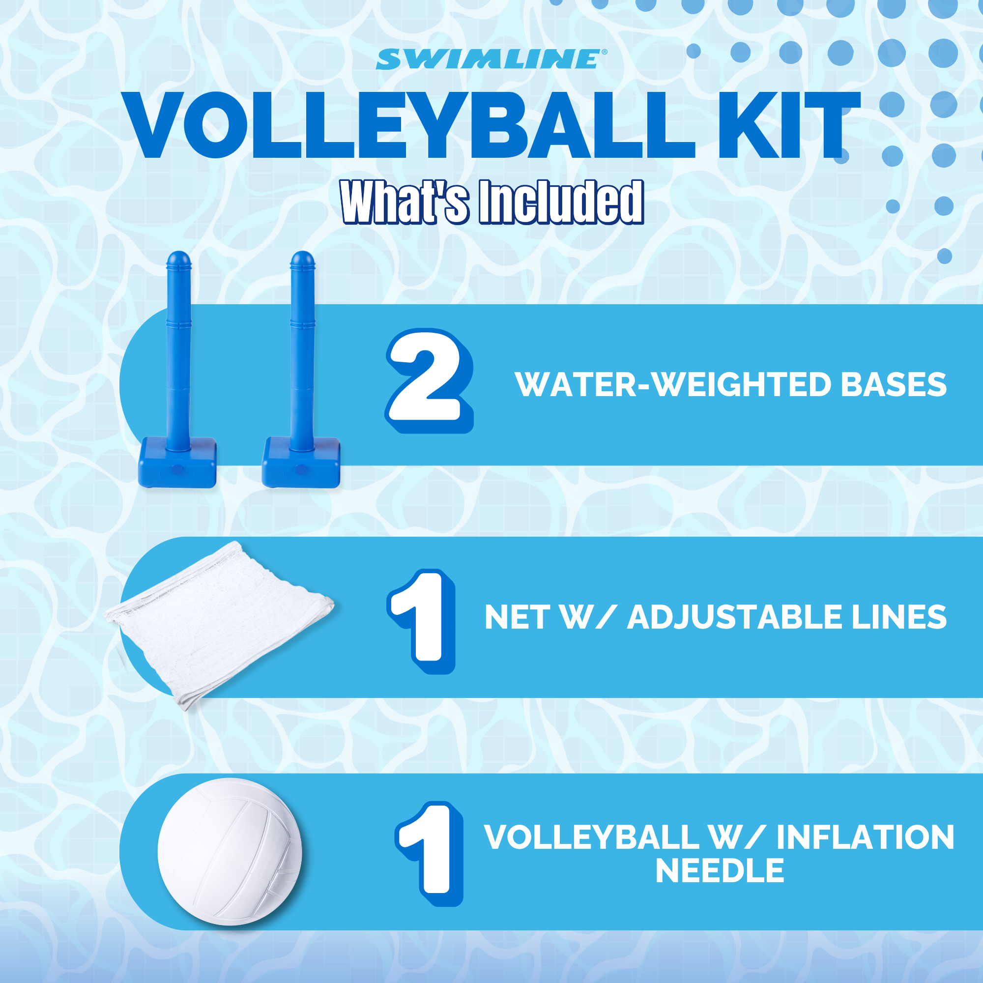Pool Volleyball Game | For Inground Pools | Adjustable Net Up to 20 Feet