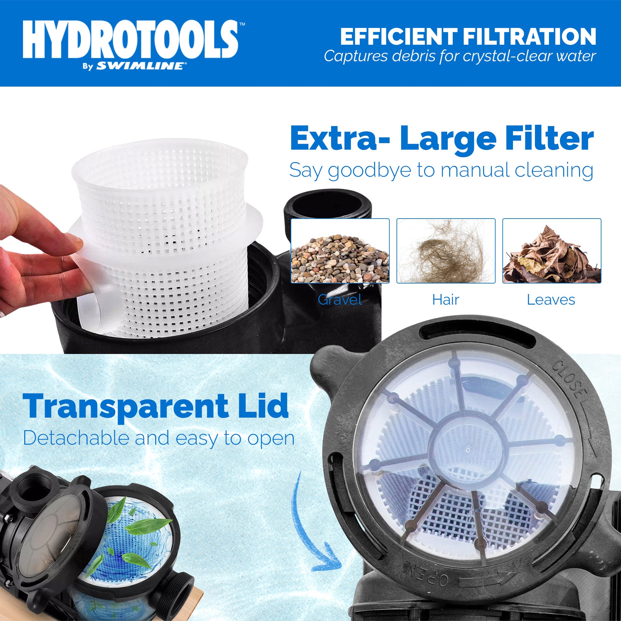 Hydro-Flo Above Ground Pool Pumps | 1 HP | Single Speed | Vertical or Horizontal