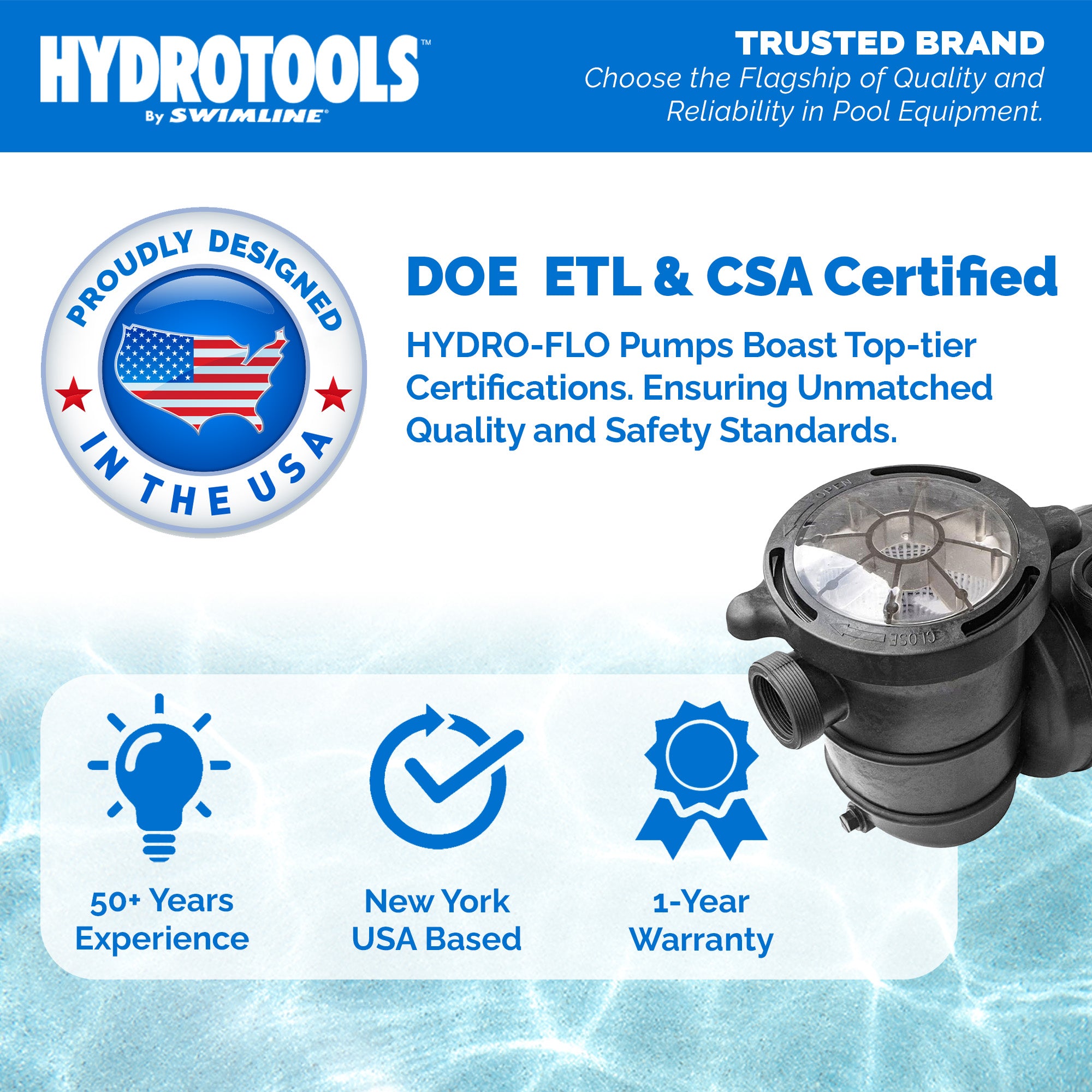 Hydro-Flo Above Ground Pool Pumps | 1 HP | Single Speed | Vertical or Horizontal
