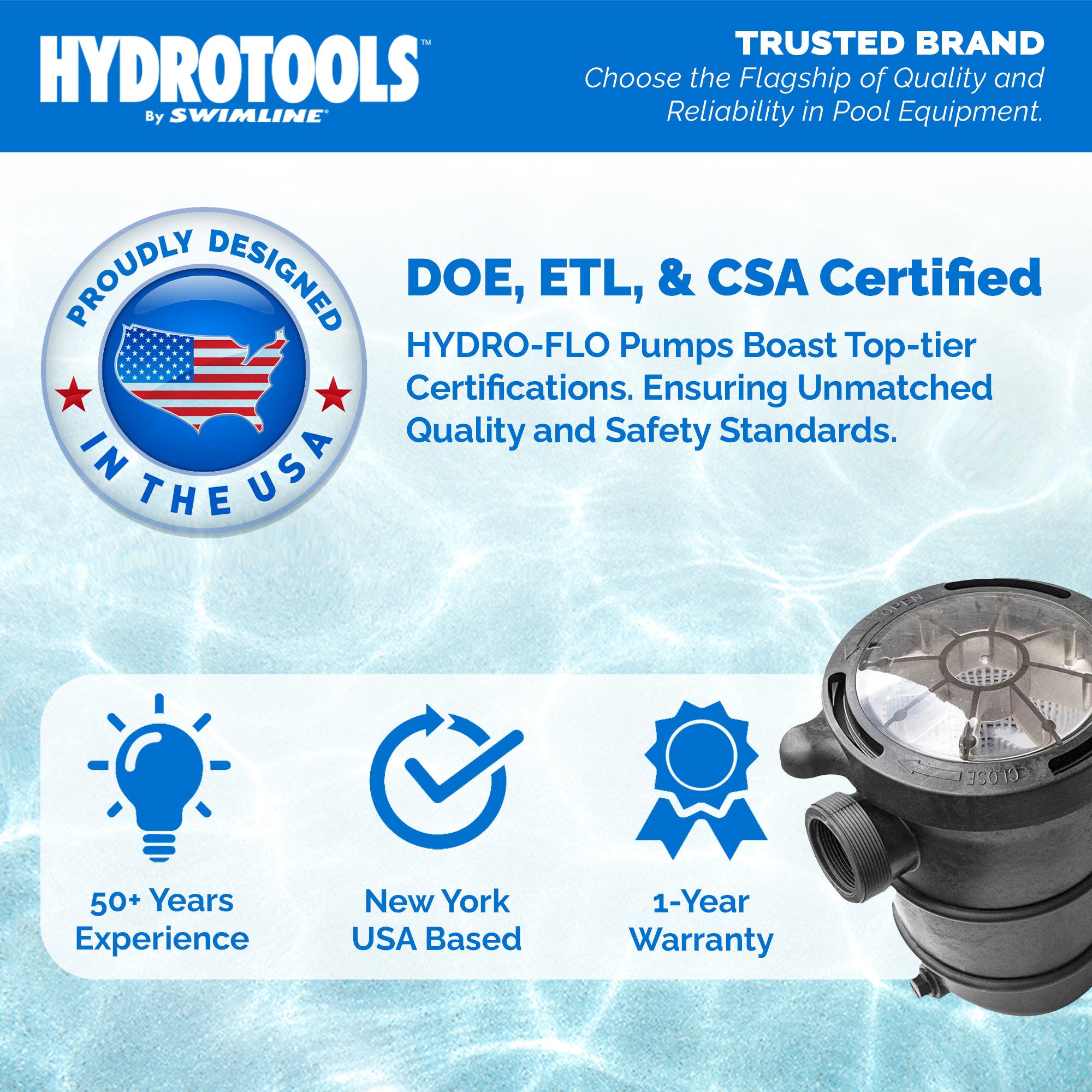 Hydro-Flo Above Ground Pool Pumps | 0.75 HP | Single Speed | Vertical or Horizontal