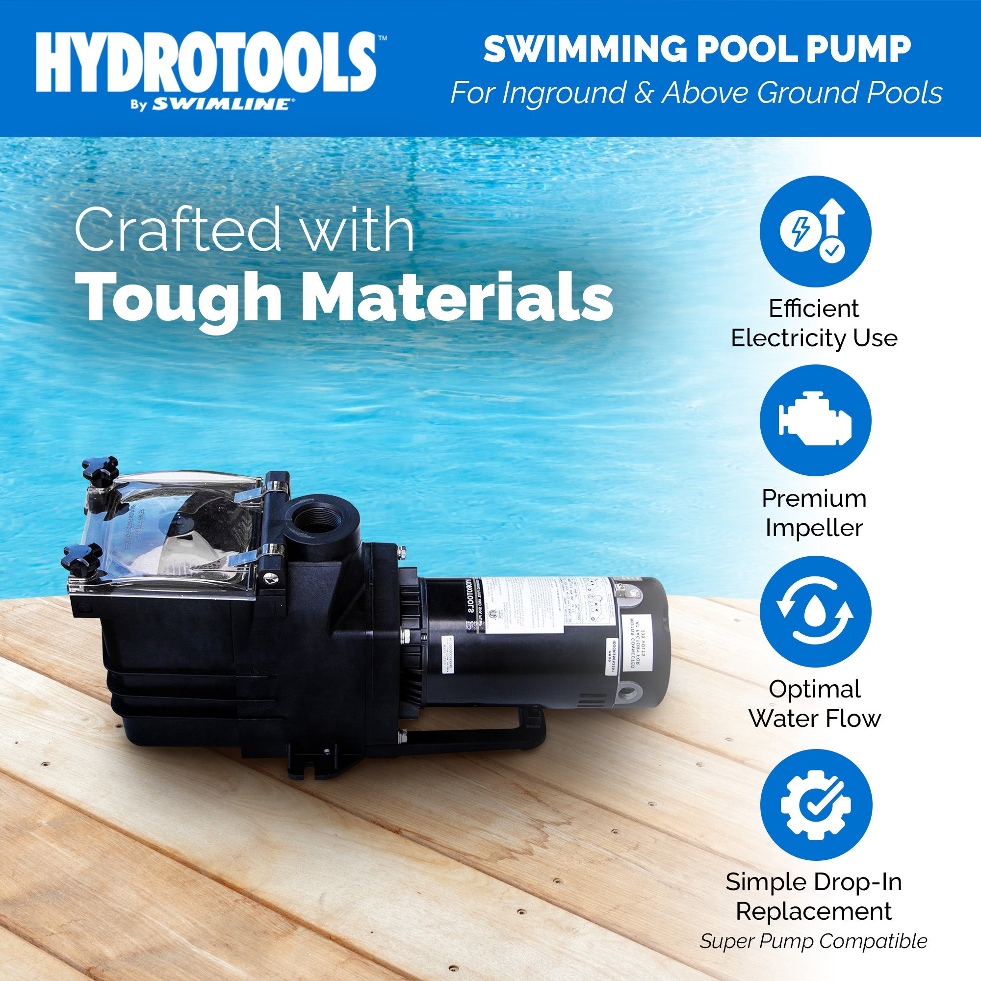 Hydro-Flo Super Inground Pool Pumps | 1.5 HP | Single Speed
