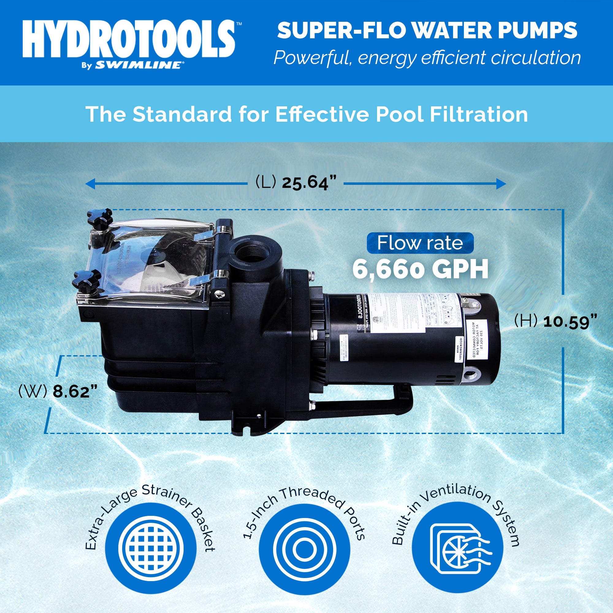 Hydro-Flo Super Inground Pool Pumps | 1.5 HP | Single Speed