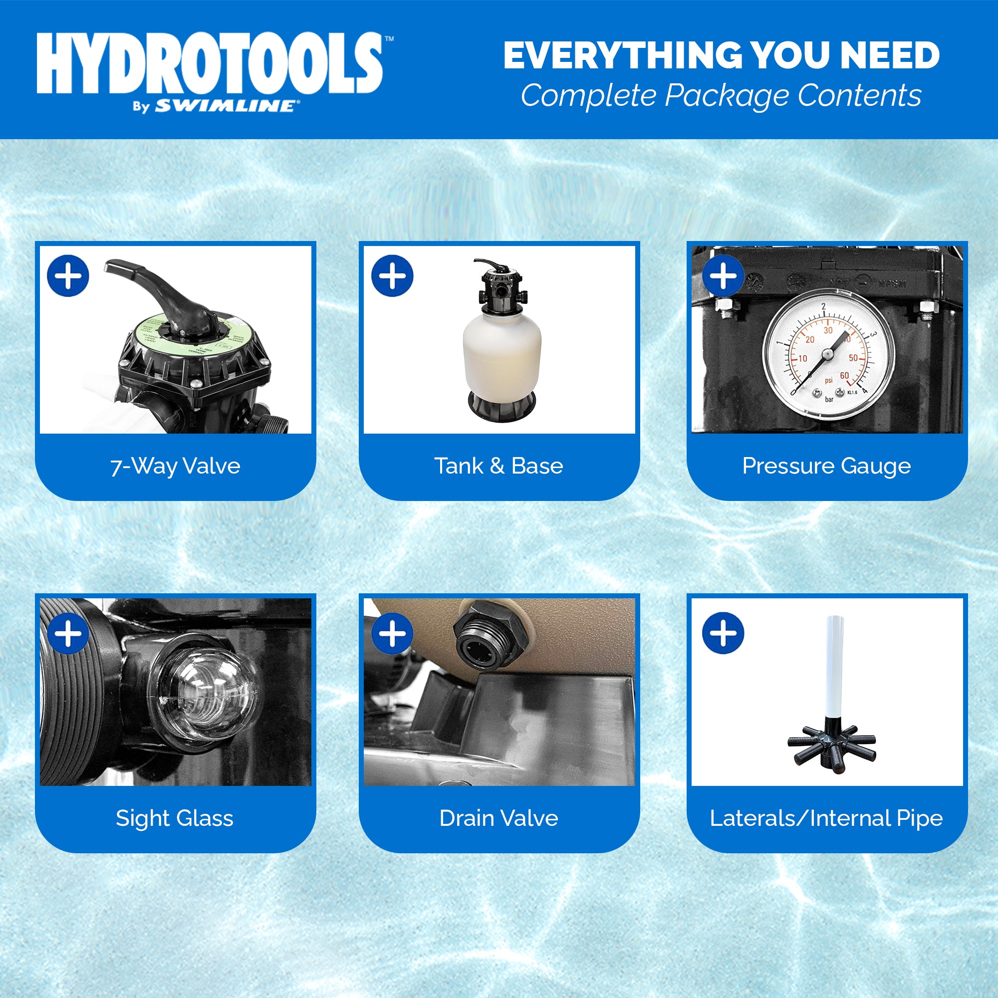 Sand Filter Tanks with Base & Valve | 16–22 Inch