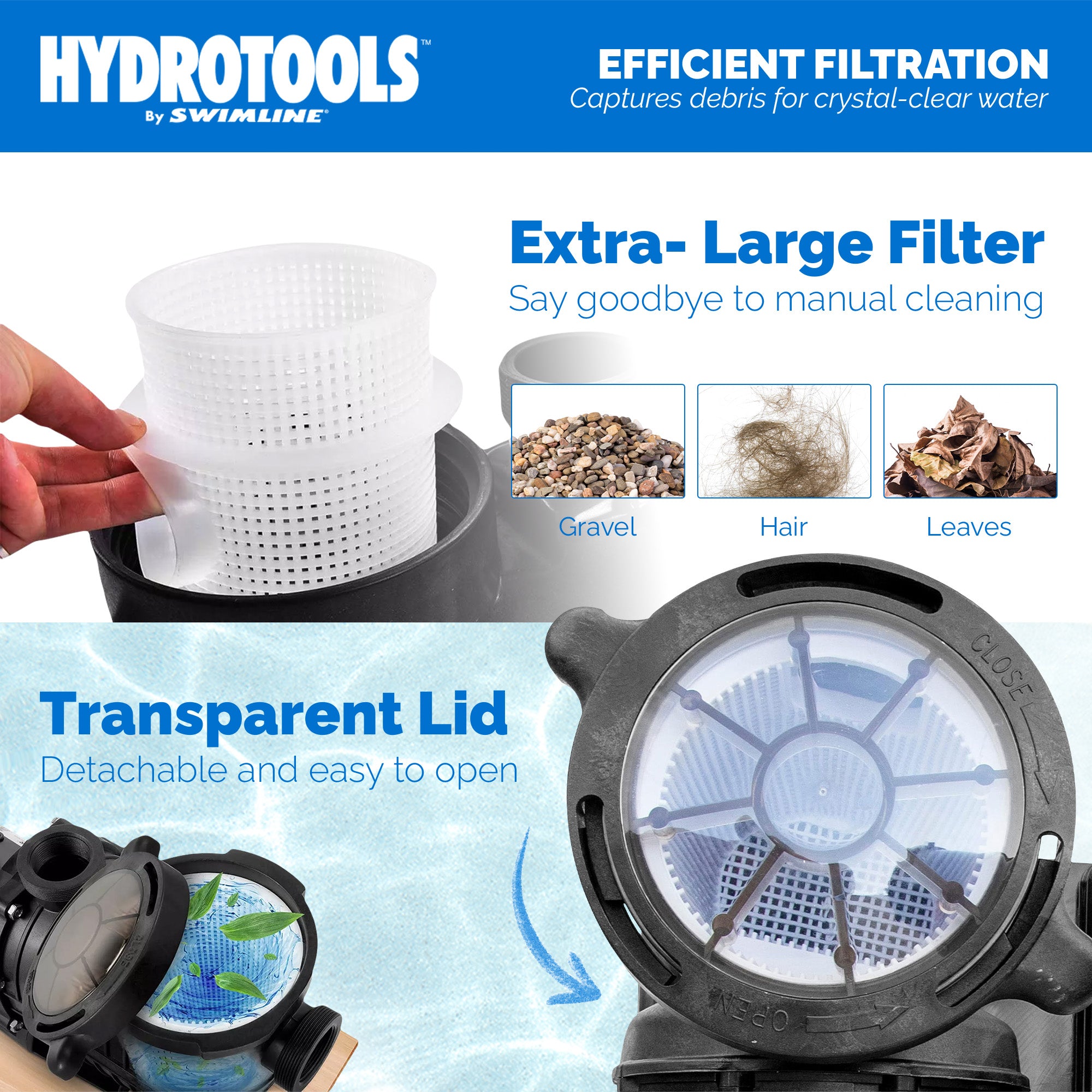 Hydro-Flo Above Ground Pool Pumps | 1.5 HP | Single Speed | Vertical or Horizontal