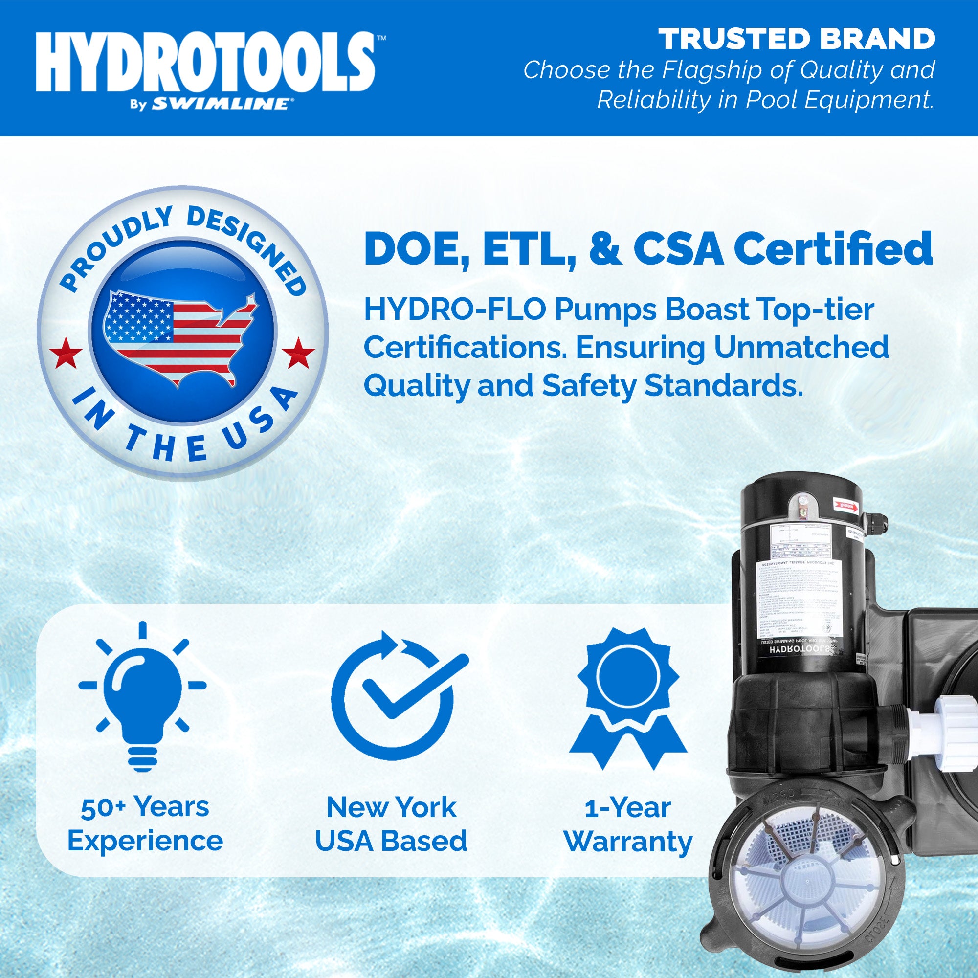 Hydro-Flo Above Ground Pool Pumps | 1.5 HP | Single Speed | Vertical or Horizontal