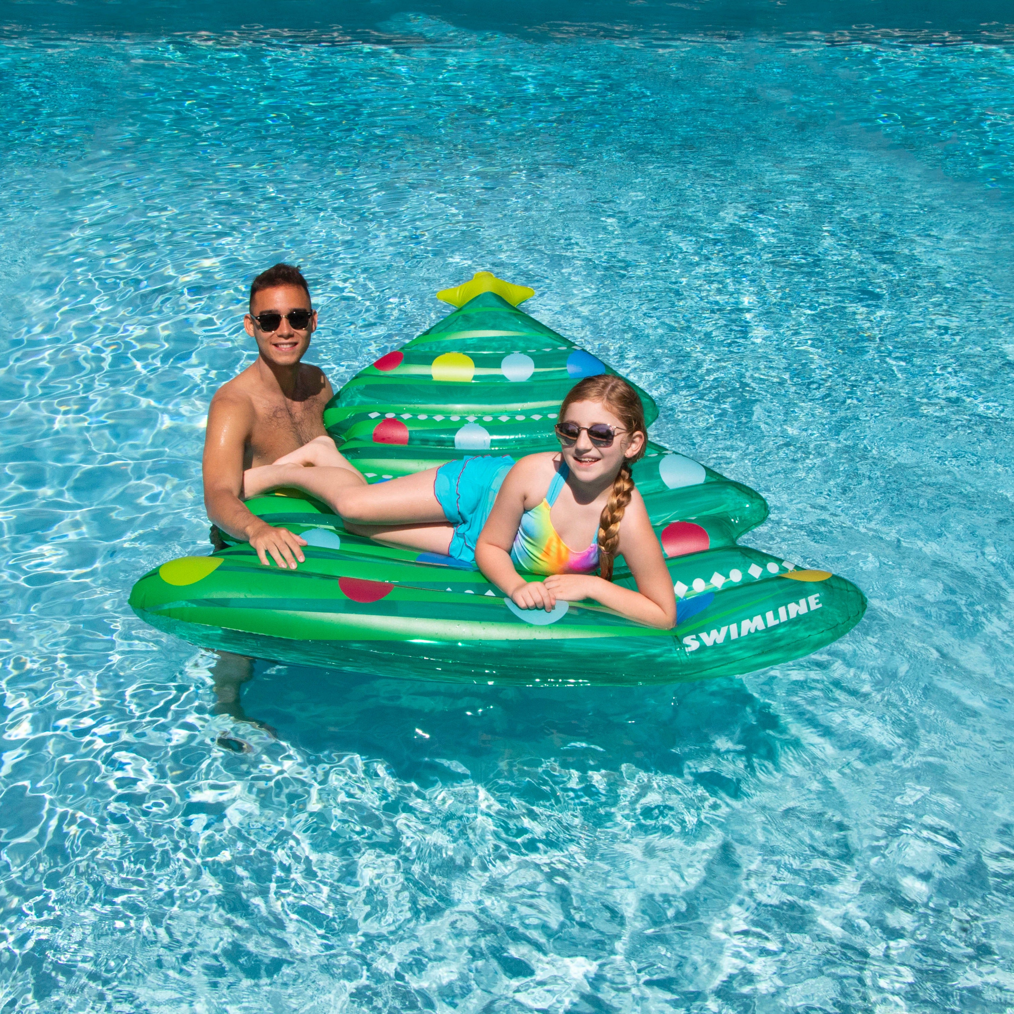 Christmas Tree Pool Float Mattress | 69" x 65" | Fits 2