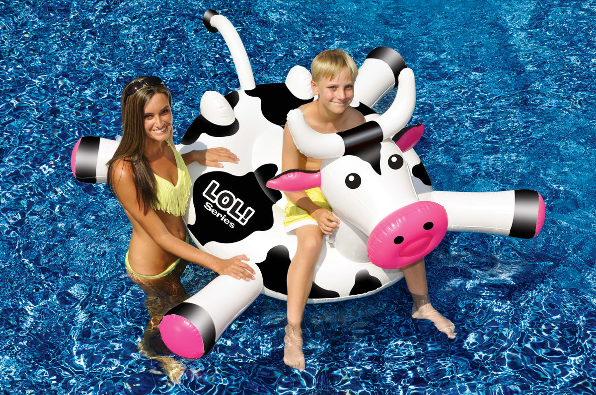 Cow Raft Pool LOL Crazy Cow Pool Float | Giant Ride-On | Swimline