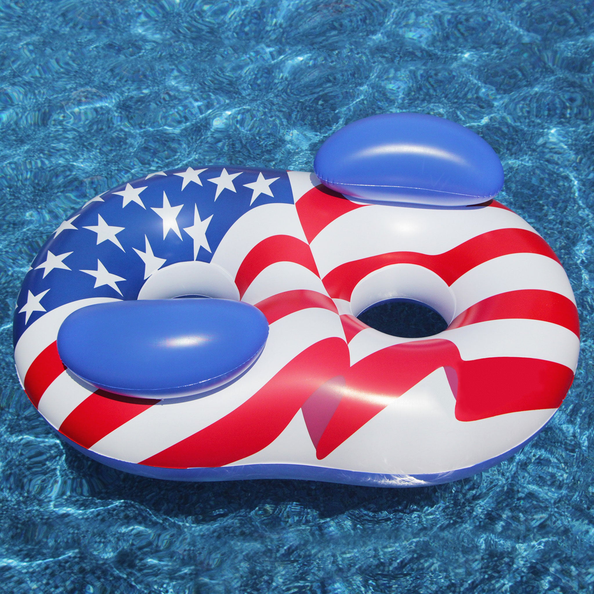 Americana™ Conversation Lounger | Patriotic Double Ring Float | Backrests