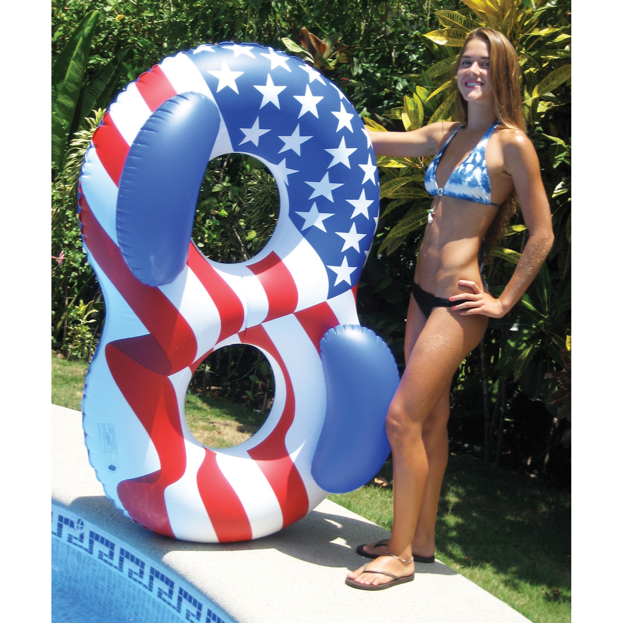 Americana™ Conversation Lounger | Patriotic Double Ring Float | Backrests