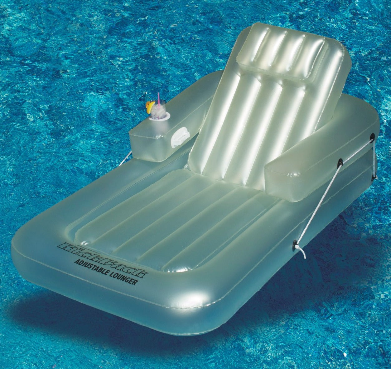 Kick-Back Adjustable Lounger | 74" x 44" | Reclining Backrest | Cupholder