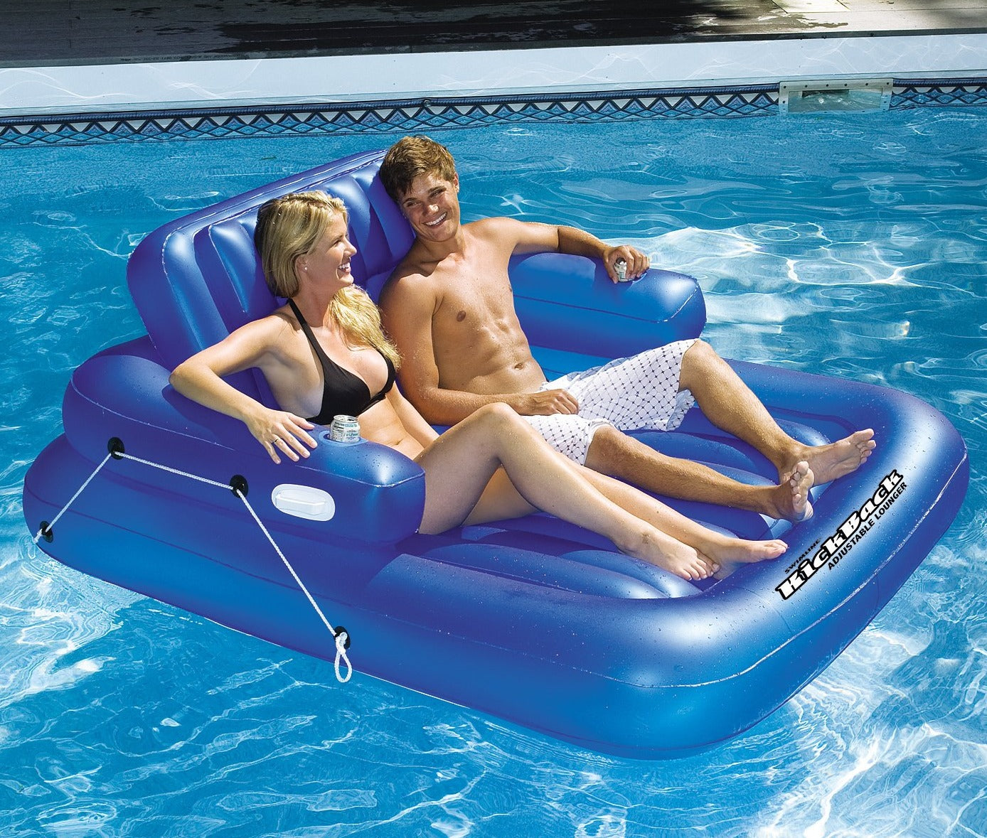 Kick-Back Double Adjustable Lounger | 76" x 66" | Fits 2 People | Reclining