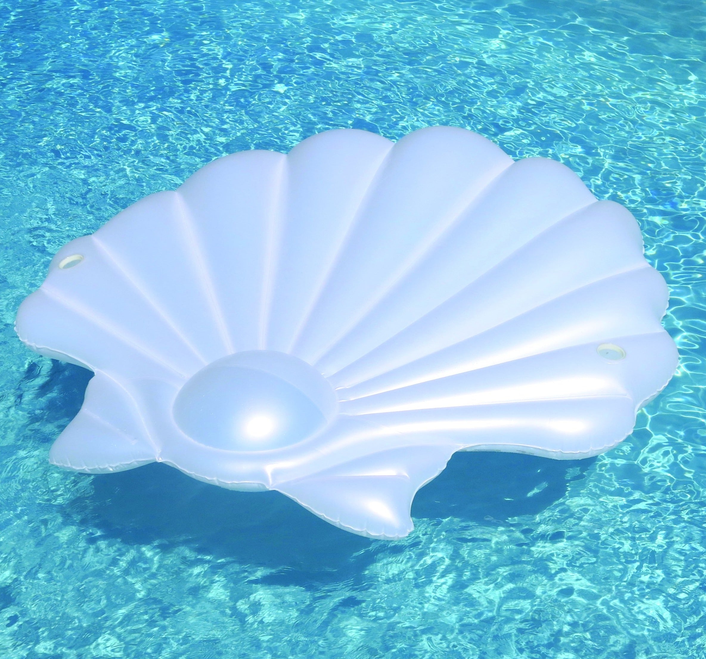 Seashell Pool Float Lounger | 81" | Pearlized White | Ocean-Inspired