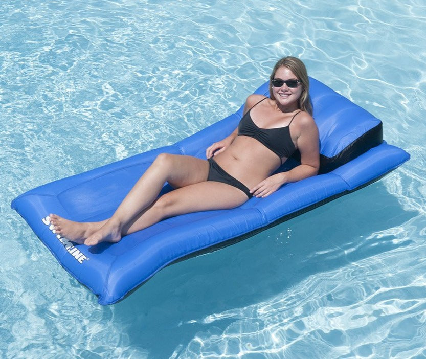Fabric Covered Pool Air Mattress | Soft Quick-Dry Cover | Inflatable Headrest