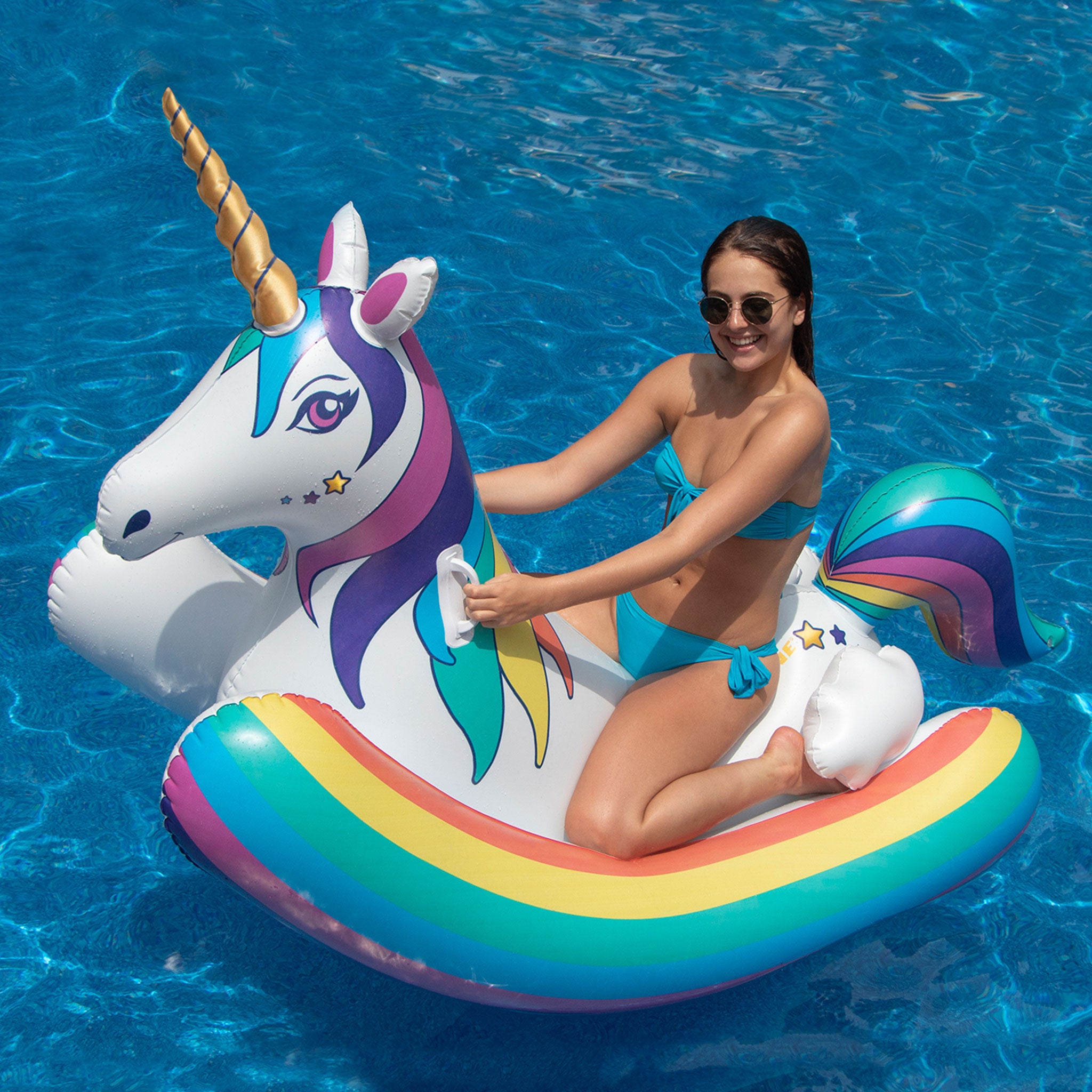 Unicorn Rocker Pool Float | 86" x 36" | Rocking Ride-On | 1-2 Riders