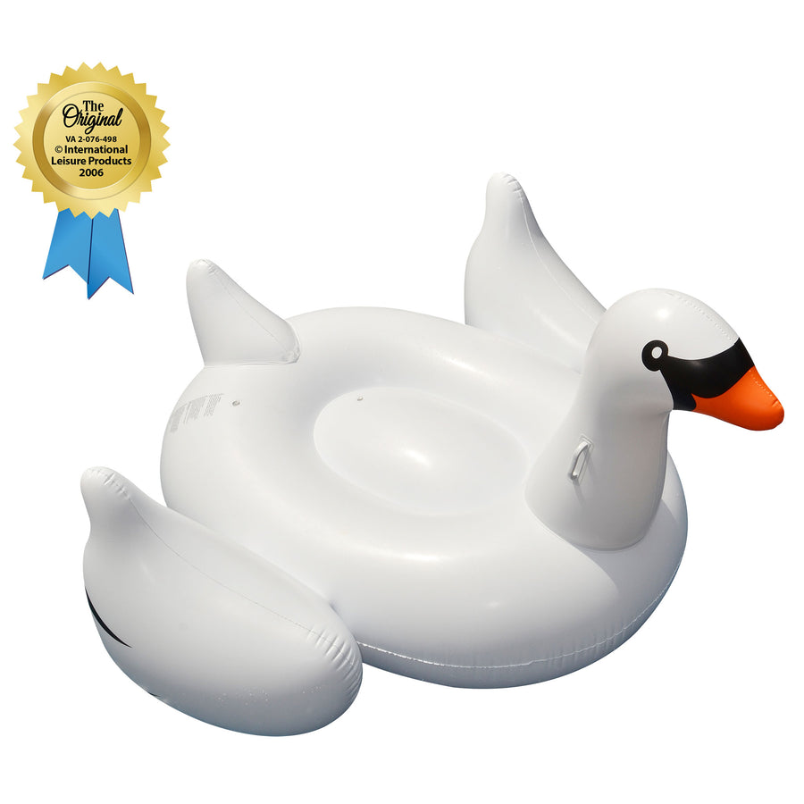 Swimline White Giant shops Swan Inflatable Ride On Swimming Pool Float Raft Island