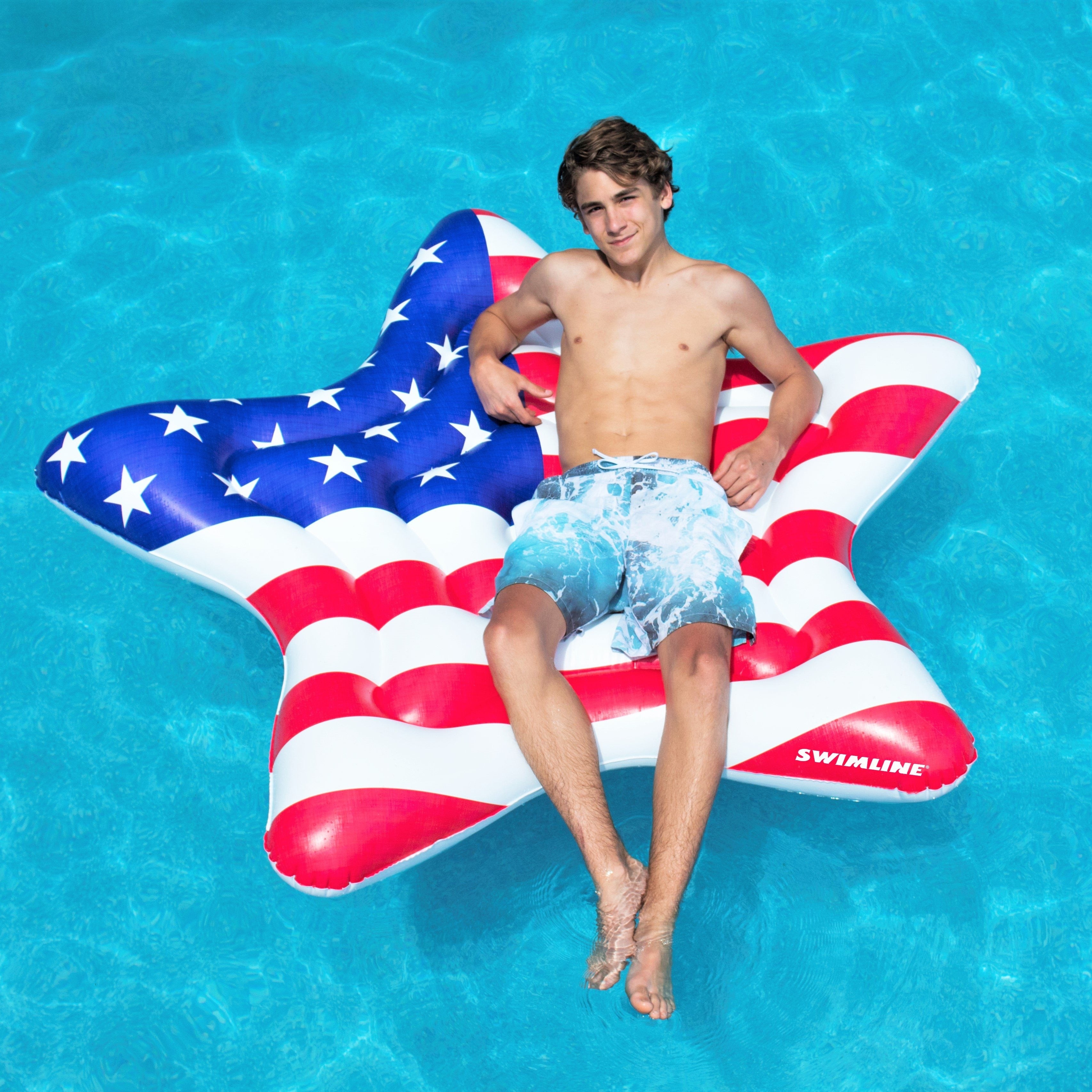 Americana™ Star Island | 71" Patriotic Pool Float | Star Shape