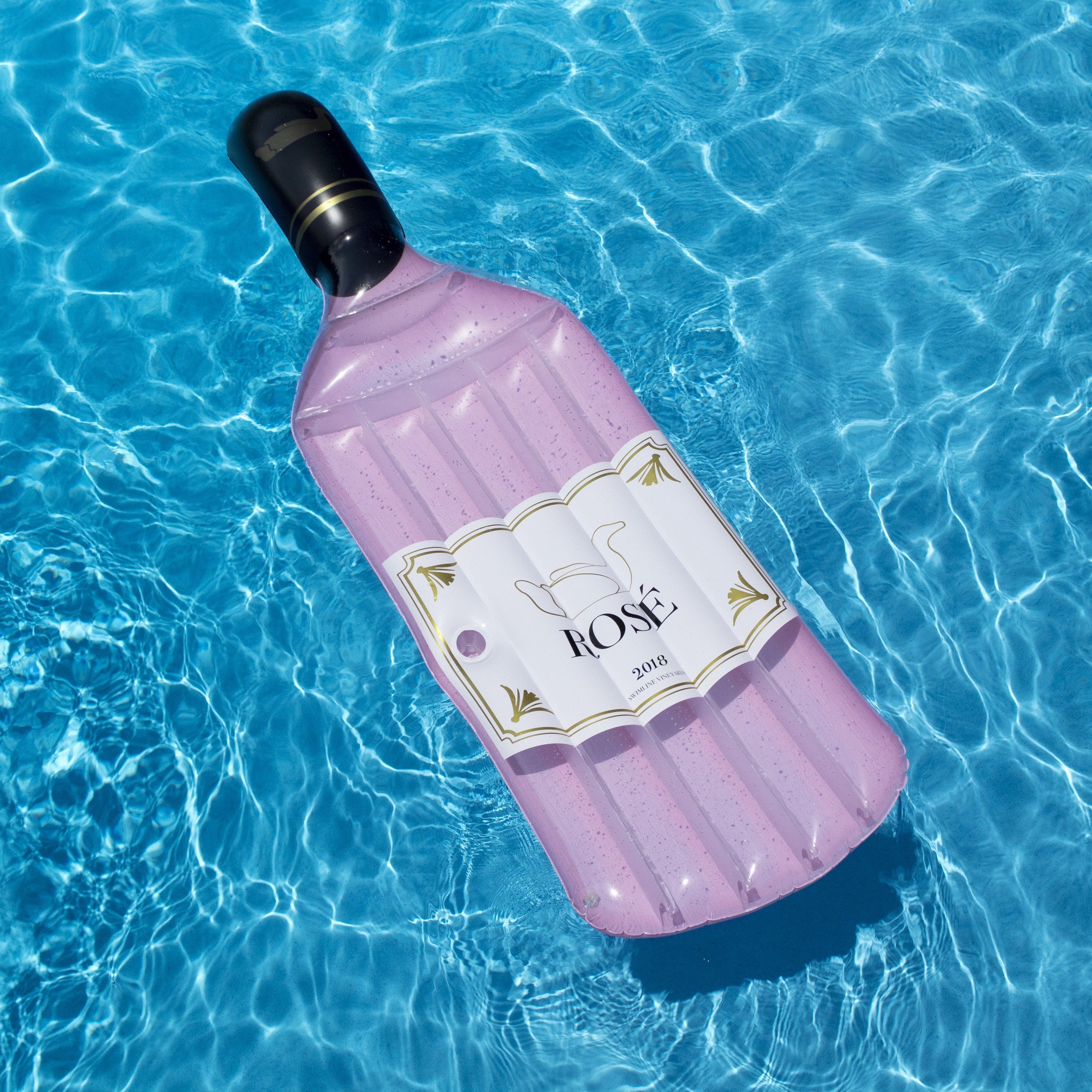 Rosé Pool Float | 94" Wine Bottle Inflatable | Cupholder | Clear Top