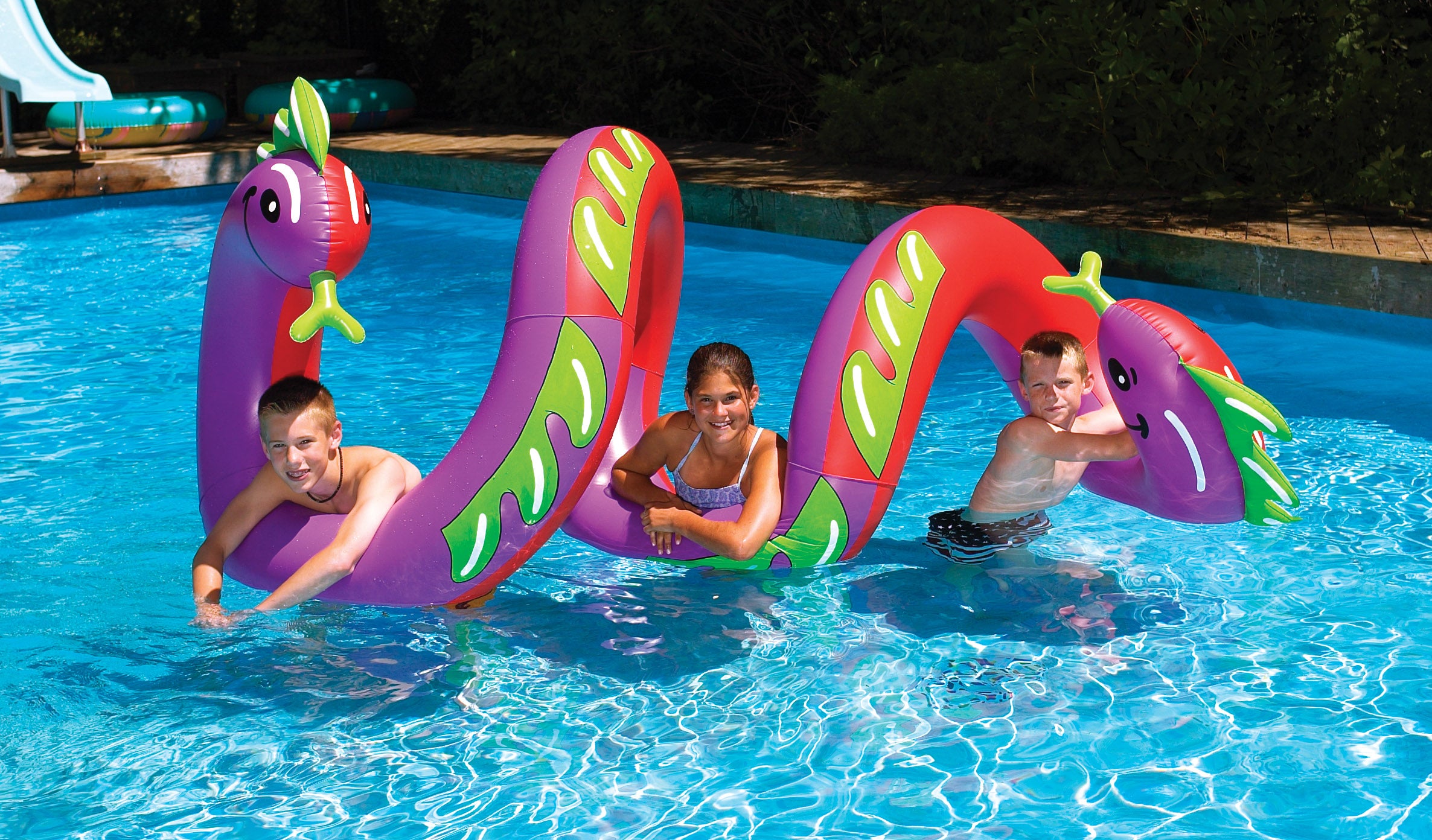Two Headed Curly Serpent Pool Float | 96" | Fits Multiple Kids