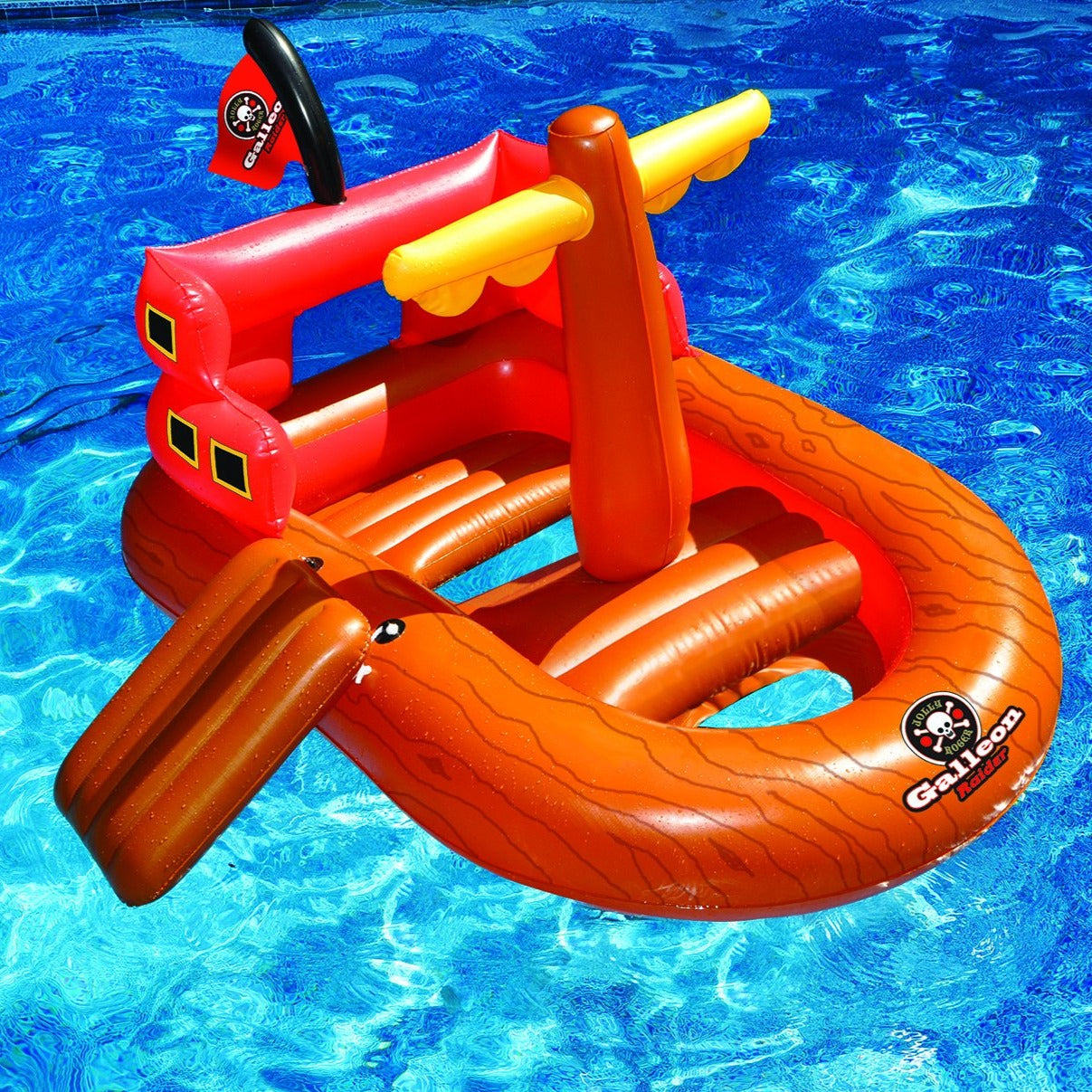 Galleon Raider Inflatable Pirate Ship Pool Float | 64" x 43" | Kids Ride-On