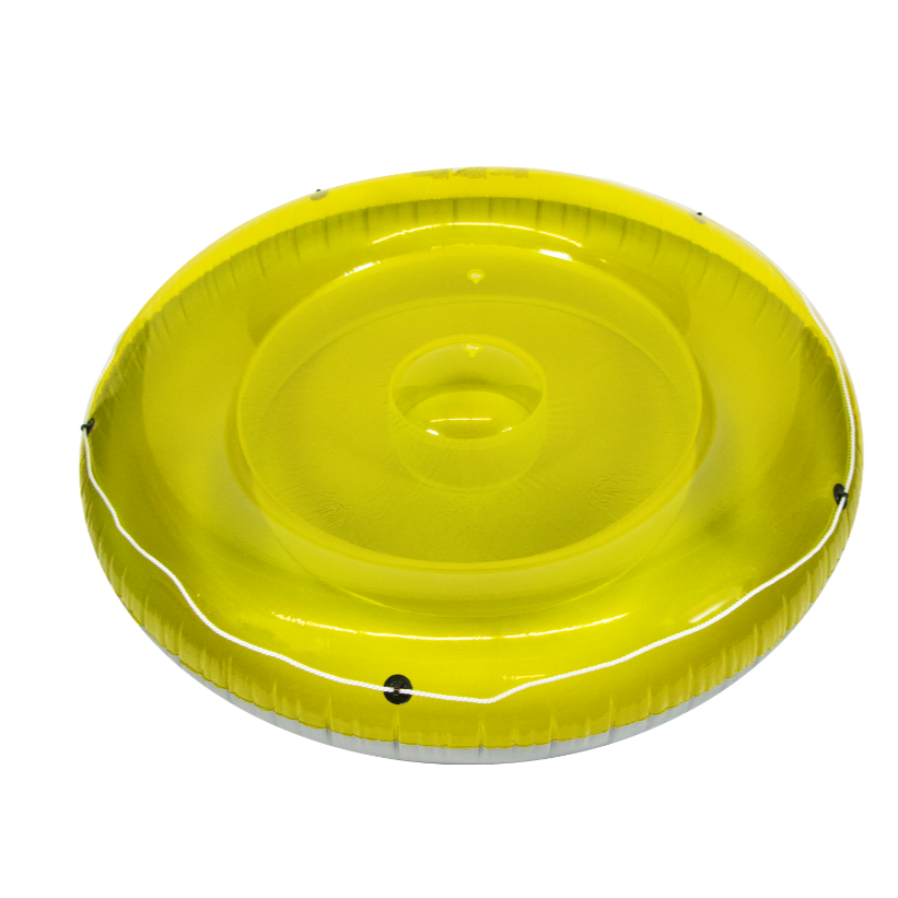 Humongous Suntanner Island | 66" Yellow Transparent Float | Rope Surround
