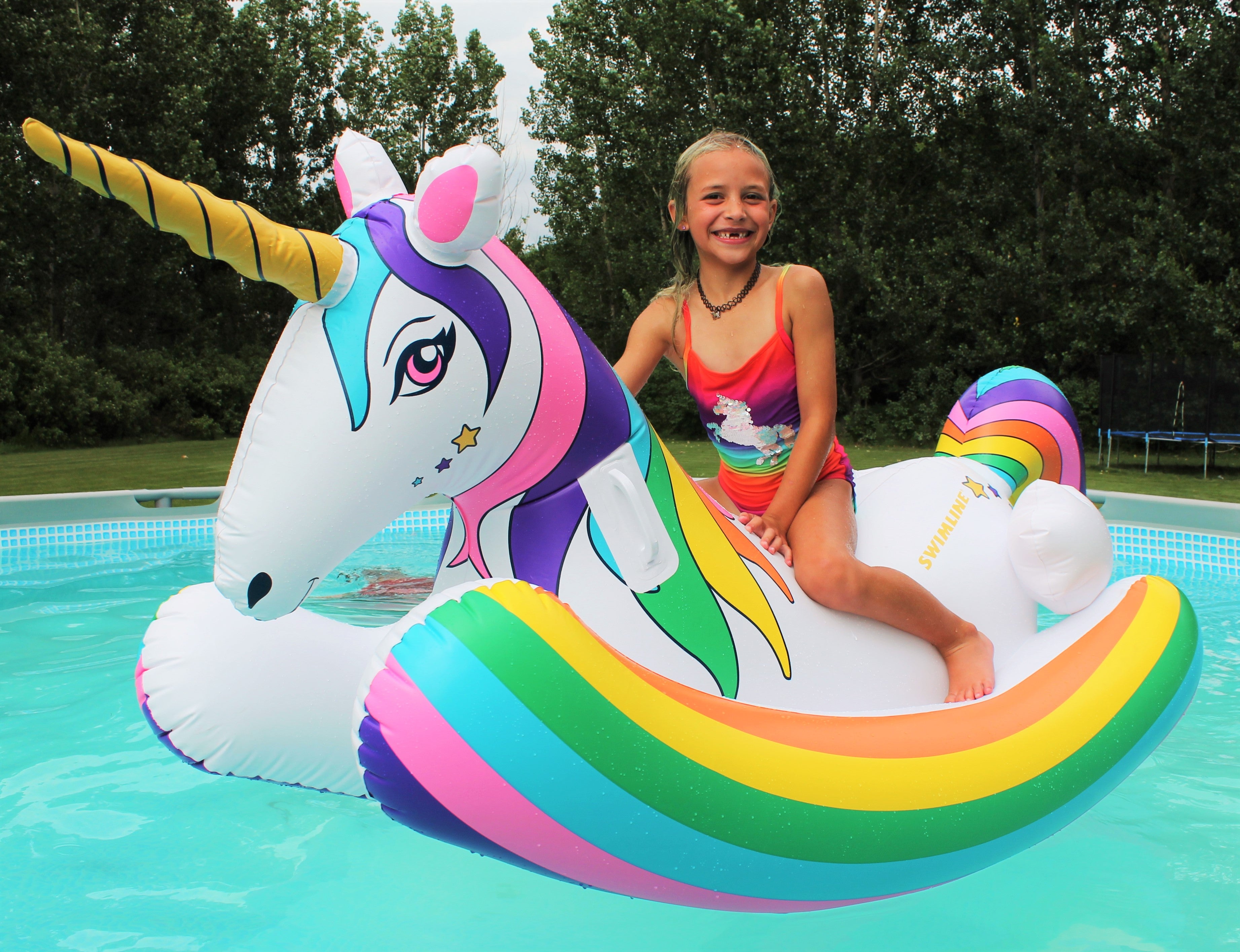 Unicorn Rocker Pool Float | 86" x 36" | Rocking Ride-On | 1-2 Riders