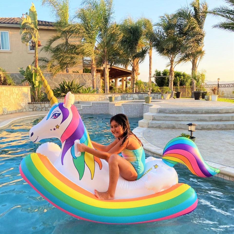 Unicorn Rocker Pool Float | 86" x 36" | Rocking Ride-On | 1-2 Riders