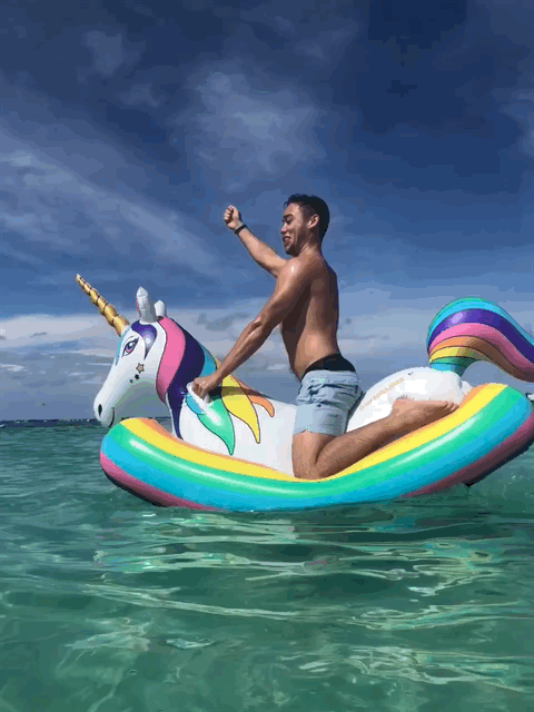 Unicorn Rocker Pool Float | 86" x 36" | Rocking Ride-On | 1-2 Riders
